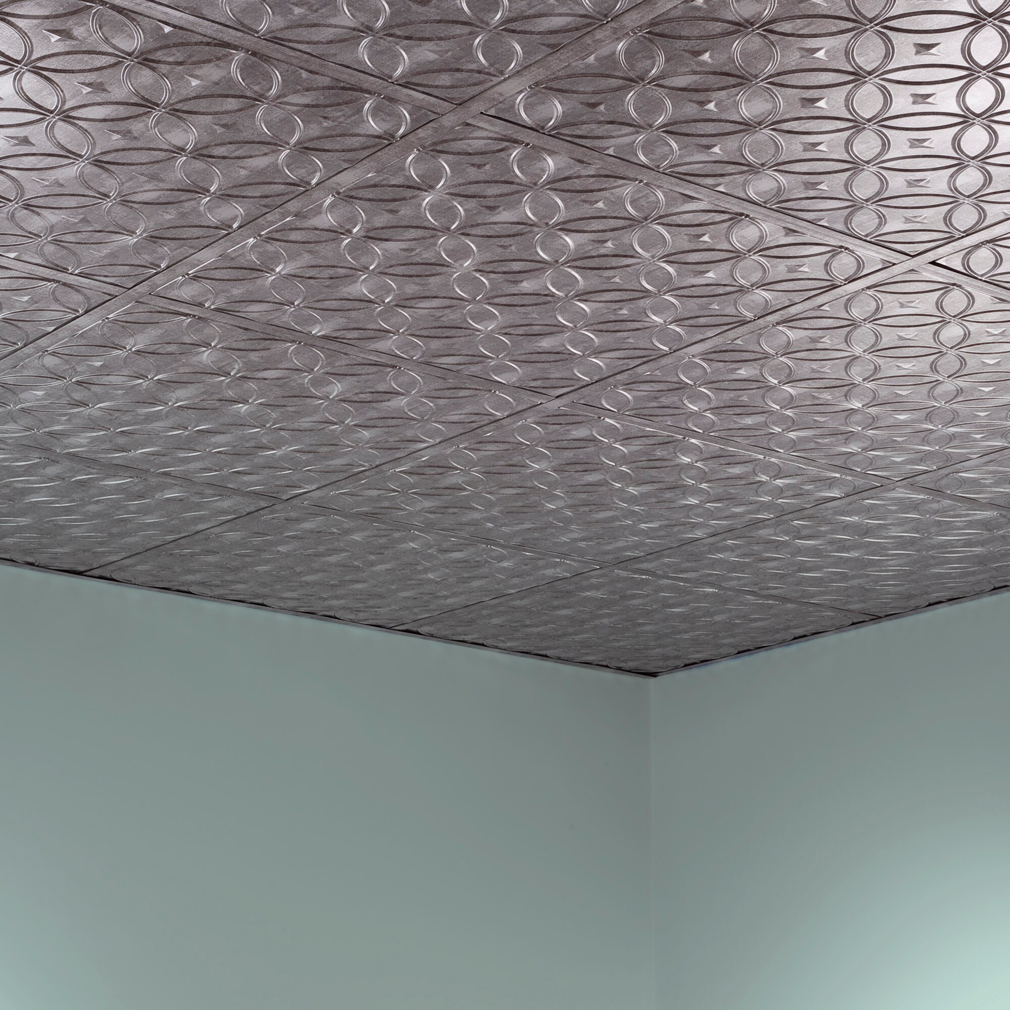 Fasade 2-ft x 2-ft Rings Crosshatch Silver PVC Drop Ceiling Tile (5 ...