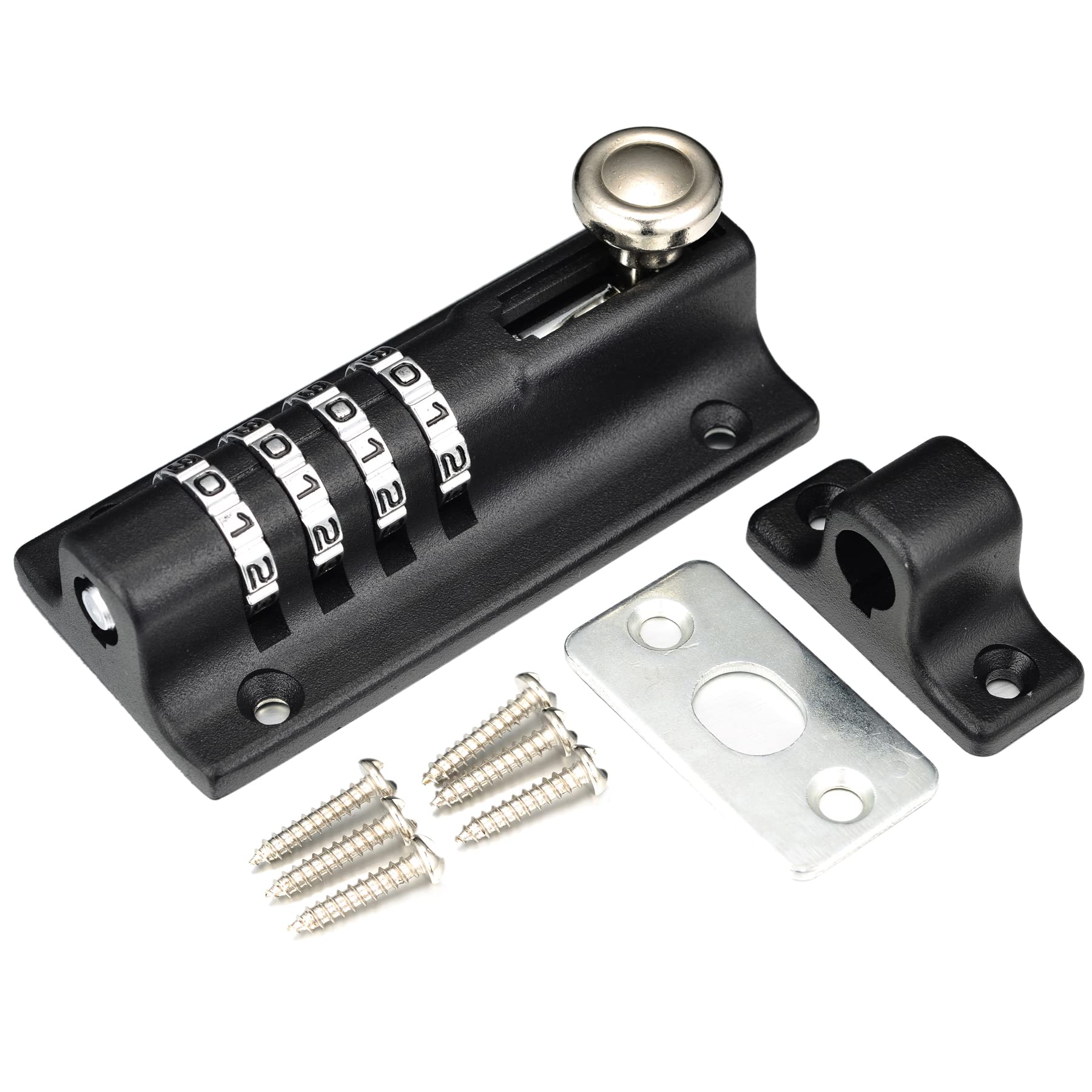 Aoibox 4 Digit Combination Slide Bolt Latch Lock for Gates Sheds Barns and Cupboards with Four adjustable number wheels #LABJPZZP