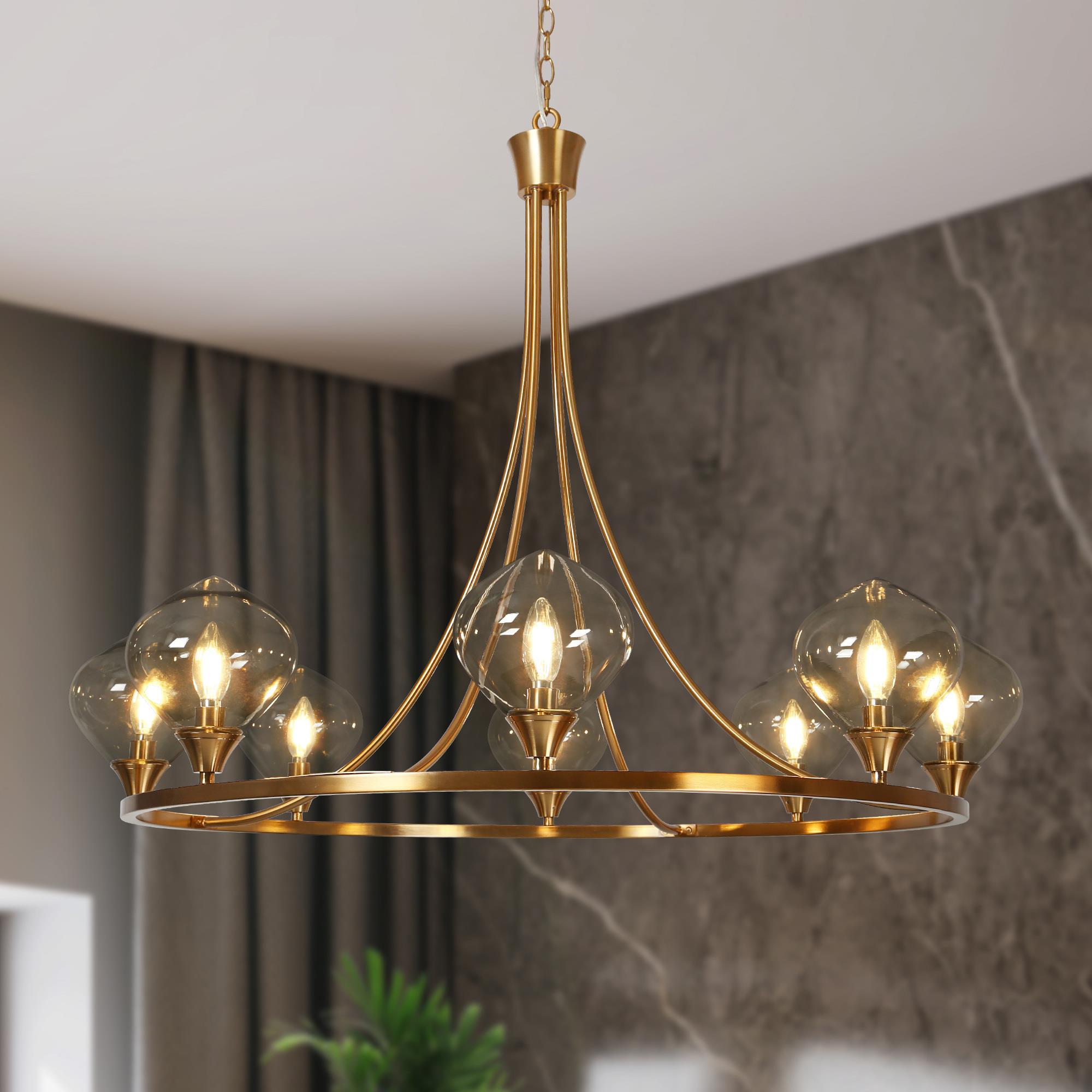 LNC LIEV26Z0801N9C Temporaneo 8 -Light Polished Gold Modern/contemporary For Use in Bedrooms, Dining Rooms, Foyers, Kitchens, Living Rooms Chandelier