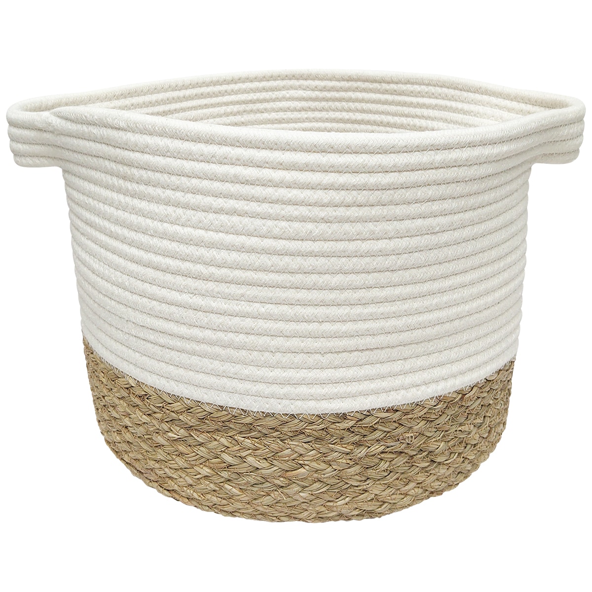 allen + roth Rope and sea grass 12-in W x 9.5-in H x 12-in D Beige and  Natural Sea Grass Basket in the Storage Bins & Baskets department at