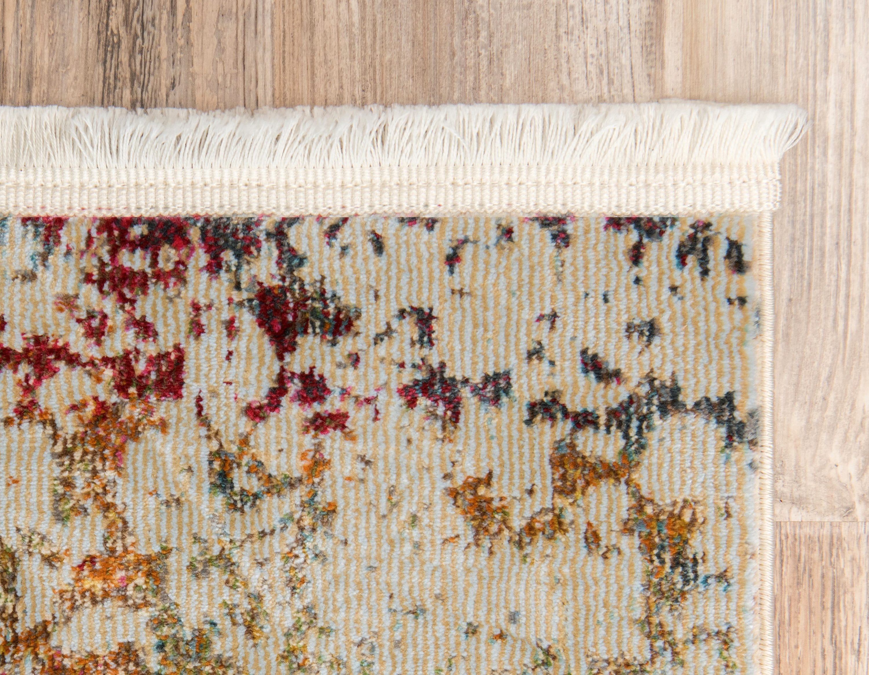 Ivory and Gray-Beige 8' x 10' Rectangular Easy-Care Synthetic Rug