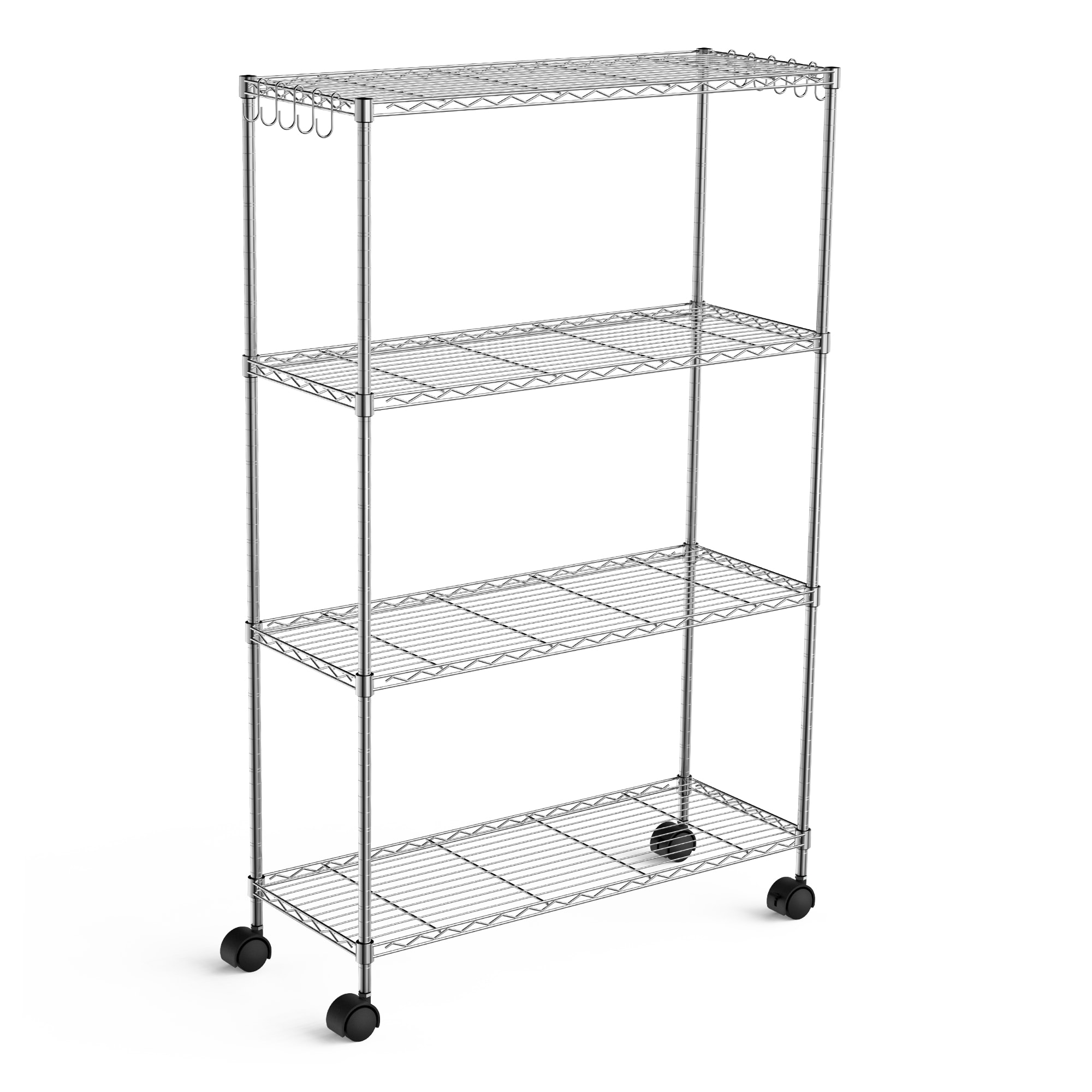 LTMATE LSCJ-B1746C Steel 4 -Tier Utility shelving unit ( 35.43-in W x 13.78-in D x 56.69-in H ) ( Chrome , ( 100-lb lbs. Capacity Per Shelf )
