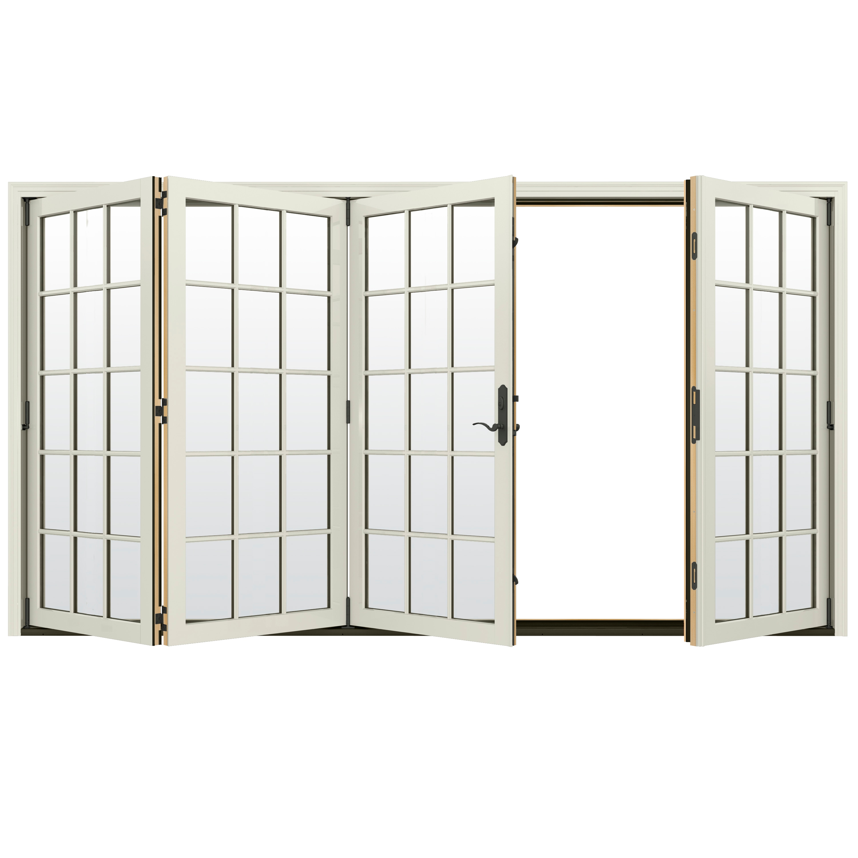 124-in x 96-in Low-e Argon Simulated Divided Light Vanilla Clad-wood Folding Left-Hand Outswing Patio Door in Off-White | - JELD-WEN LOWOLJW247800139