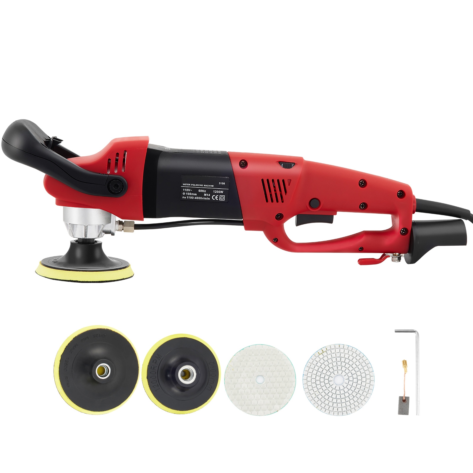 SVOPES SVOPESSSPGJXZ03718V1 Wet Polisher Grinder. Variable Speed 4inch and 5inch Diamond Pads. Concrete Stone Buffing Machine. 78.7inch Water Pipe Adapter. Splash Shield for Tile. Floor. Countertop. CE