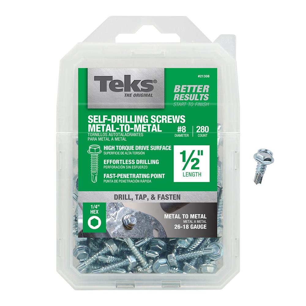 Teks 21308.0 #8 x 1/2-in Socket hex -Drive Self-drilling Sheet Metal Screws 280 -Count