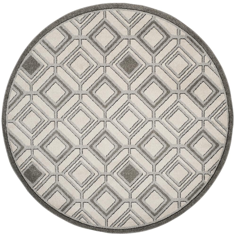 Safavieh AMT433E-7R Dunany 7 x 7 (ft) Loomed Polypropylene Ivory/Light Gray Round Indoor/Outdoor Geometric Area rug