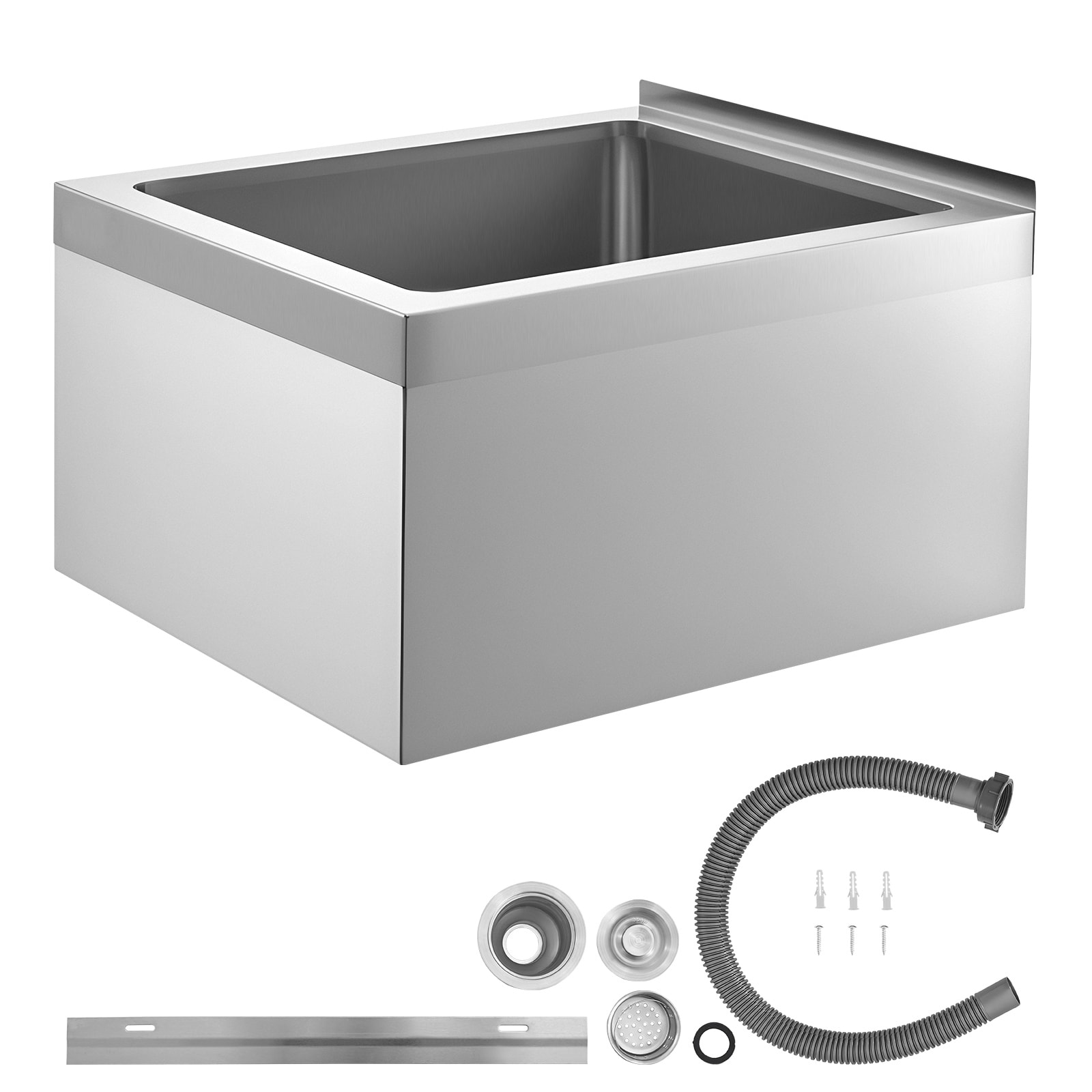 GIVIMO Stainless Steel Floor Mop Sink 22-in x 19-in x 12-in 304 Stainless Steel Janitor Sink with Backsplash for Commercial Kitchen