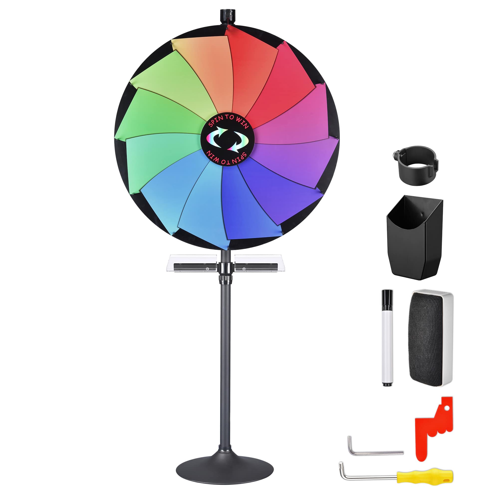 Yescom 35WSPSET002-36P20-LO WinSpin 36IN Prize Wheel Tabletop Floor Stand Spinning Game with Serving Tray