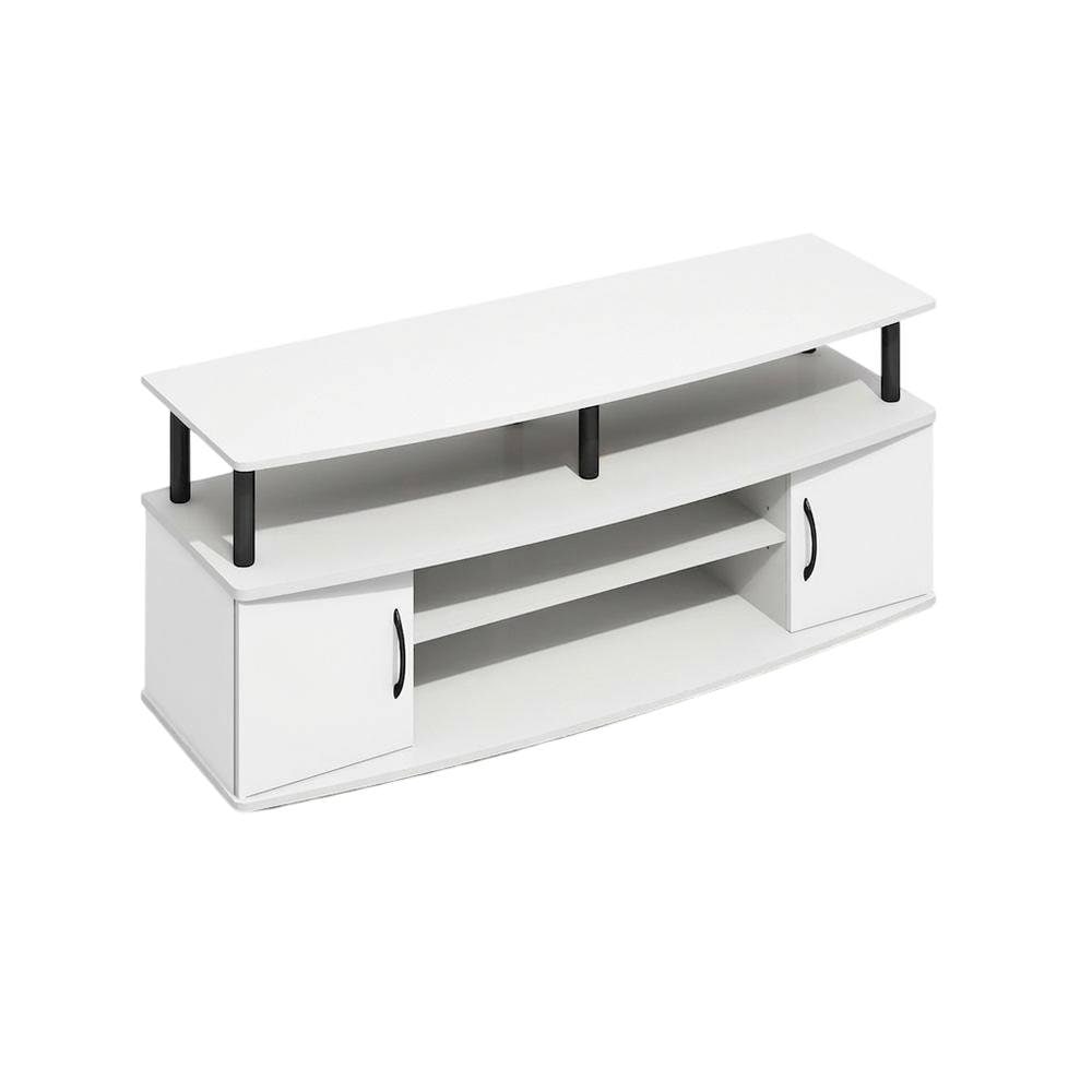 FurniFact - White entertainment center for up to 55-inch TVs with spacious storage modern
