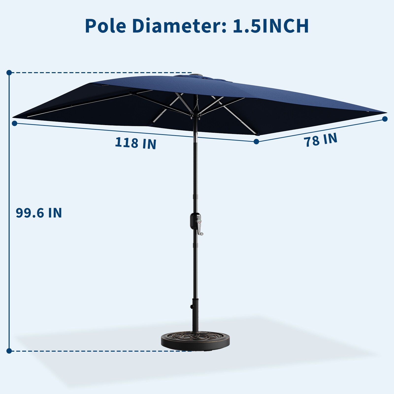 GarveeLife 6.5x10FT Rectangular Patio Umbrella Outdoor Table Umbrella ...