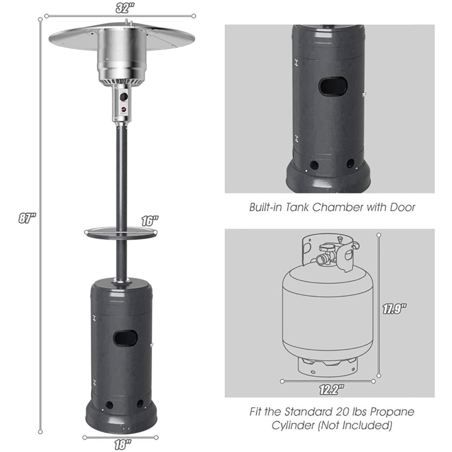 GZMR GZ-A01HW8GR Outdoor-Gas-Patio-Heaters - View #5