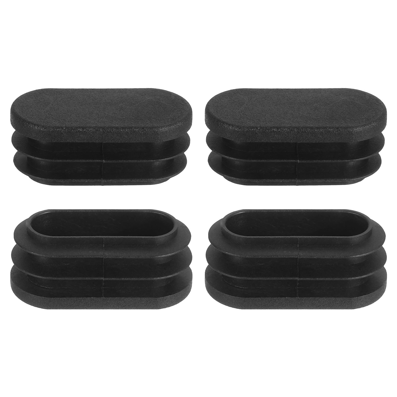 Unique Bargains Plastic Hole Plugs 4pcs 40x20mm Oval Pipe Tubing End Cap Pipe Tube Insert Cap Table Chair Leg Hole Covers for Table Chair Legs Metal Tubing Fences Black