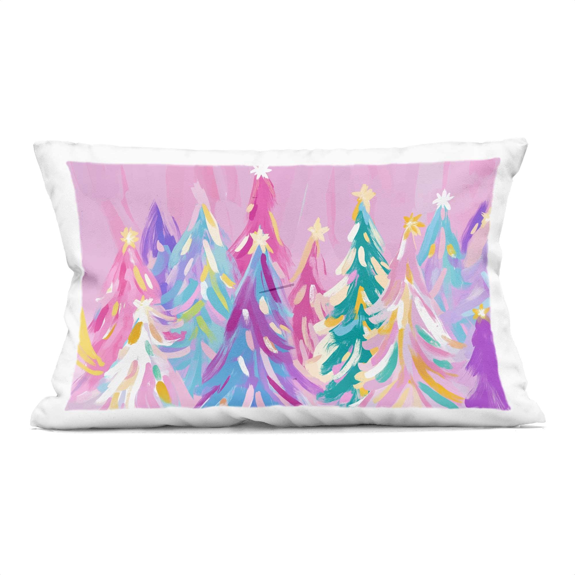 Stupell Industries PLP-179-RCW-14X20 Pastel Christmas Trees Abstraction Decorative Printed Pillow Design by Arlington Prints