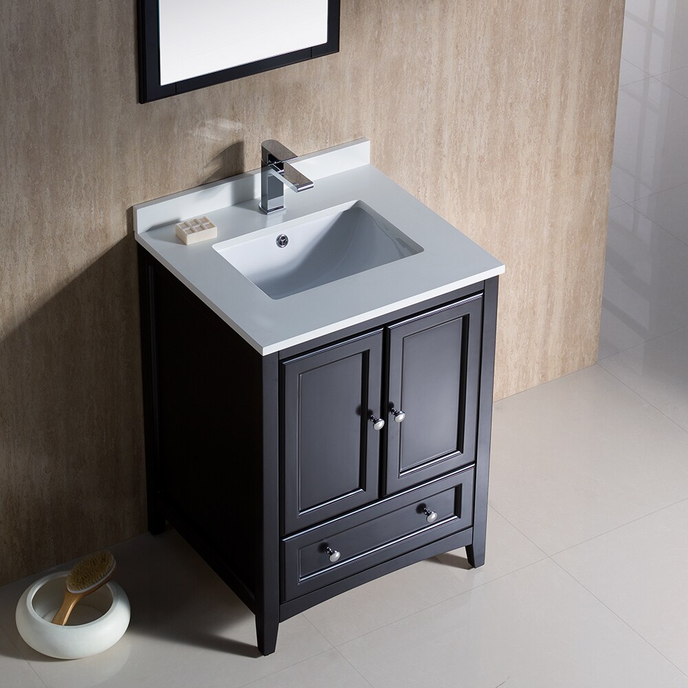 Espresso 24" Freestanding Single Sink Vanity Set with Mirror