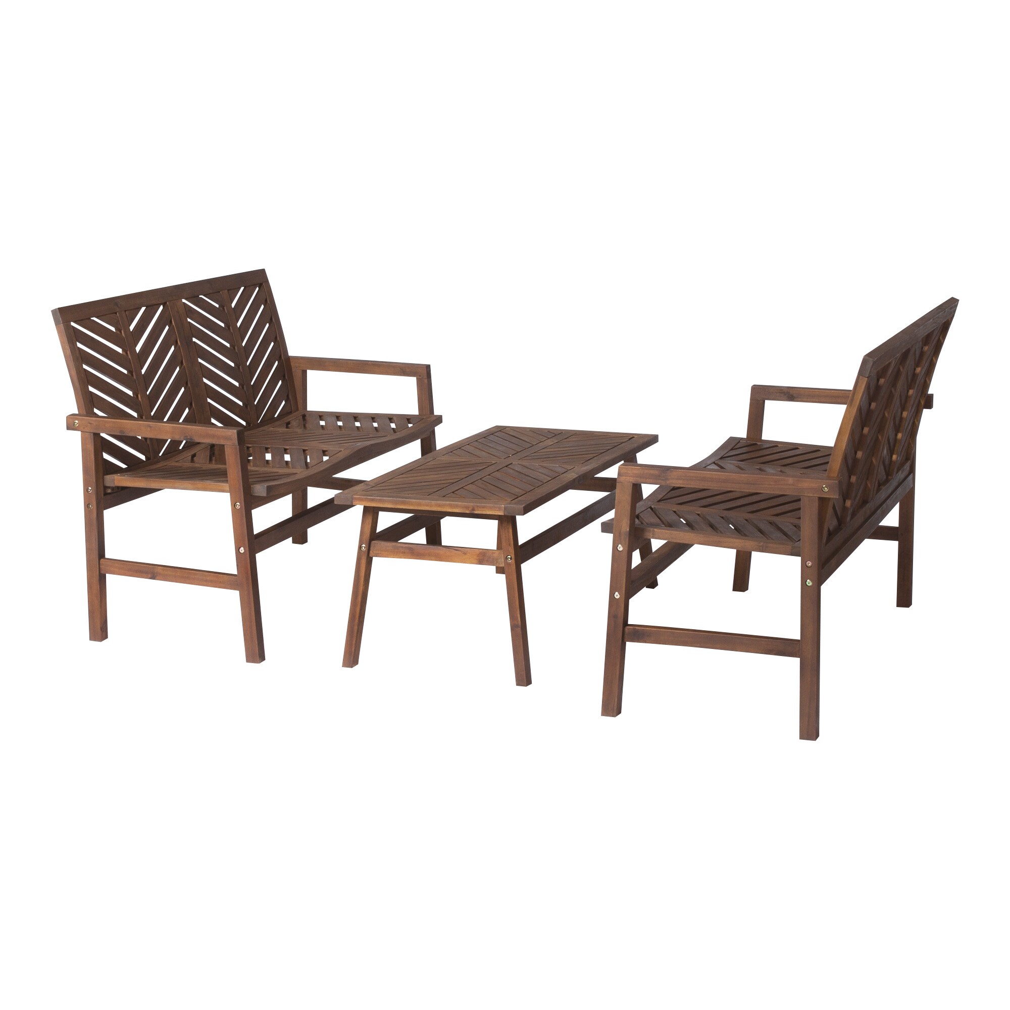 Walker Edison 48-in W x 35-in H Dark Brown Acacia Love Seat Bench in the Patio Benches 