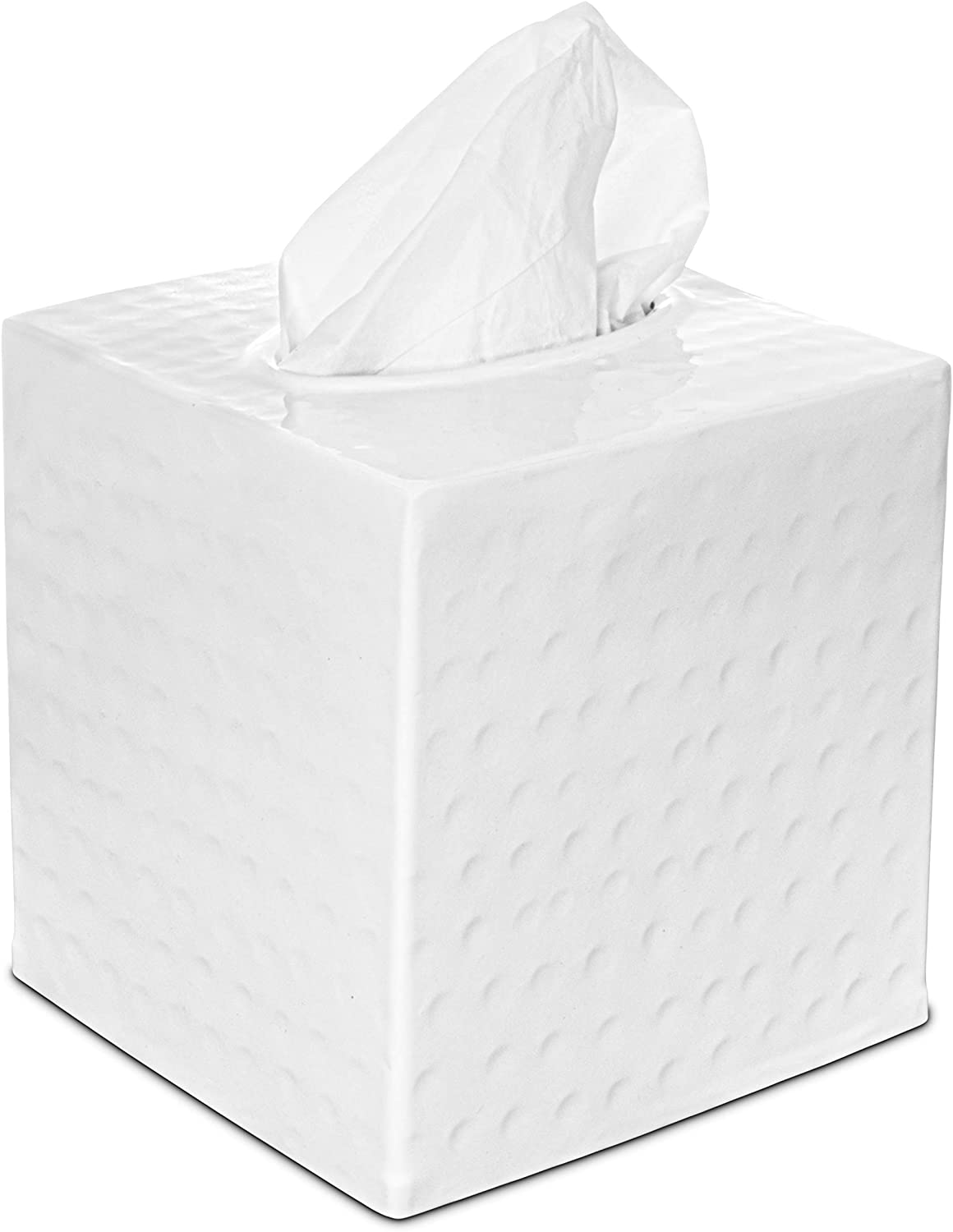 Bath White Metal Steel Kleenex Dispenser Tissue Box Cover Holder 