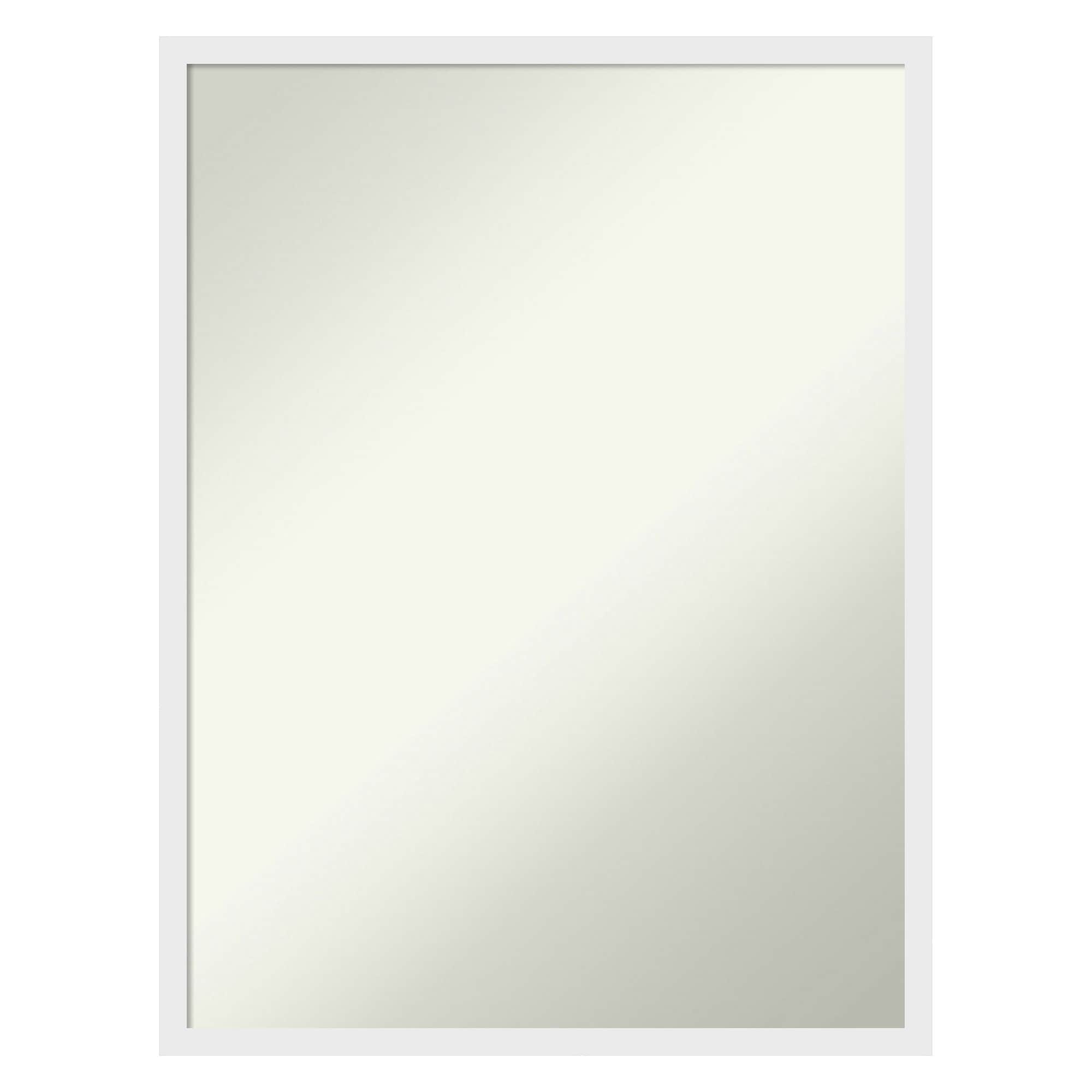 Amanti Art -  Non-Beveled Mirror Incline White Framed Wood Bathroom Wall Mirror 25.25 x 19.25 in.