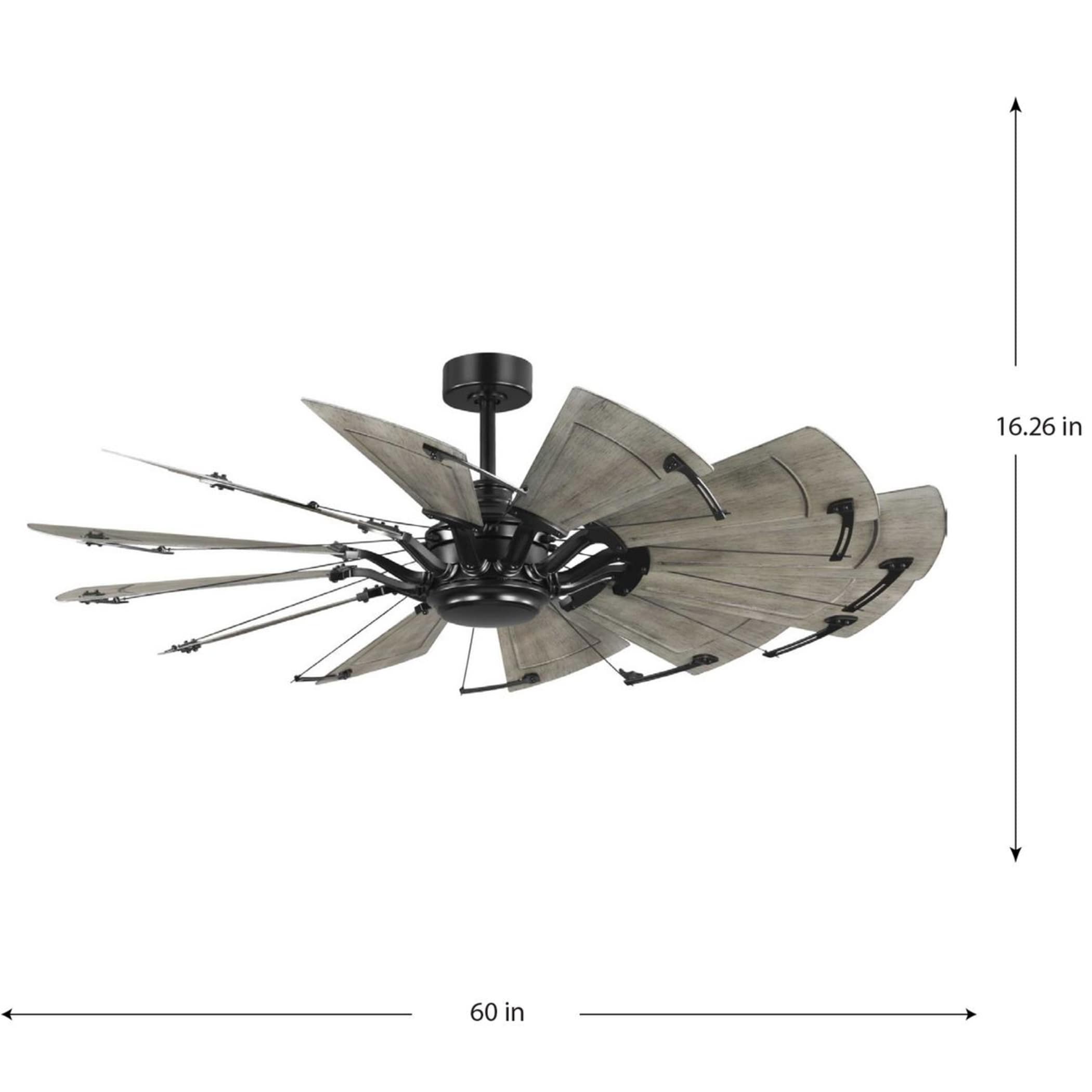 Matte Black 60" Windmill Ceiling Fan with Remote