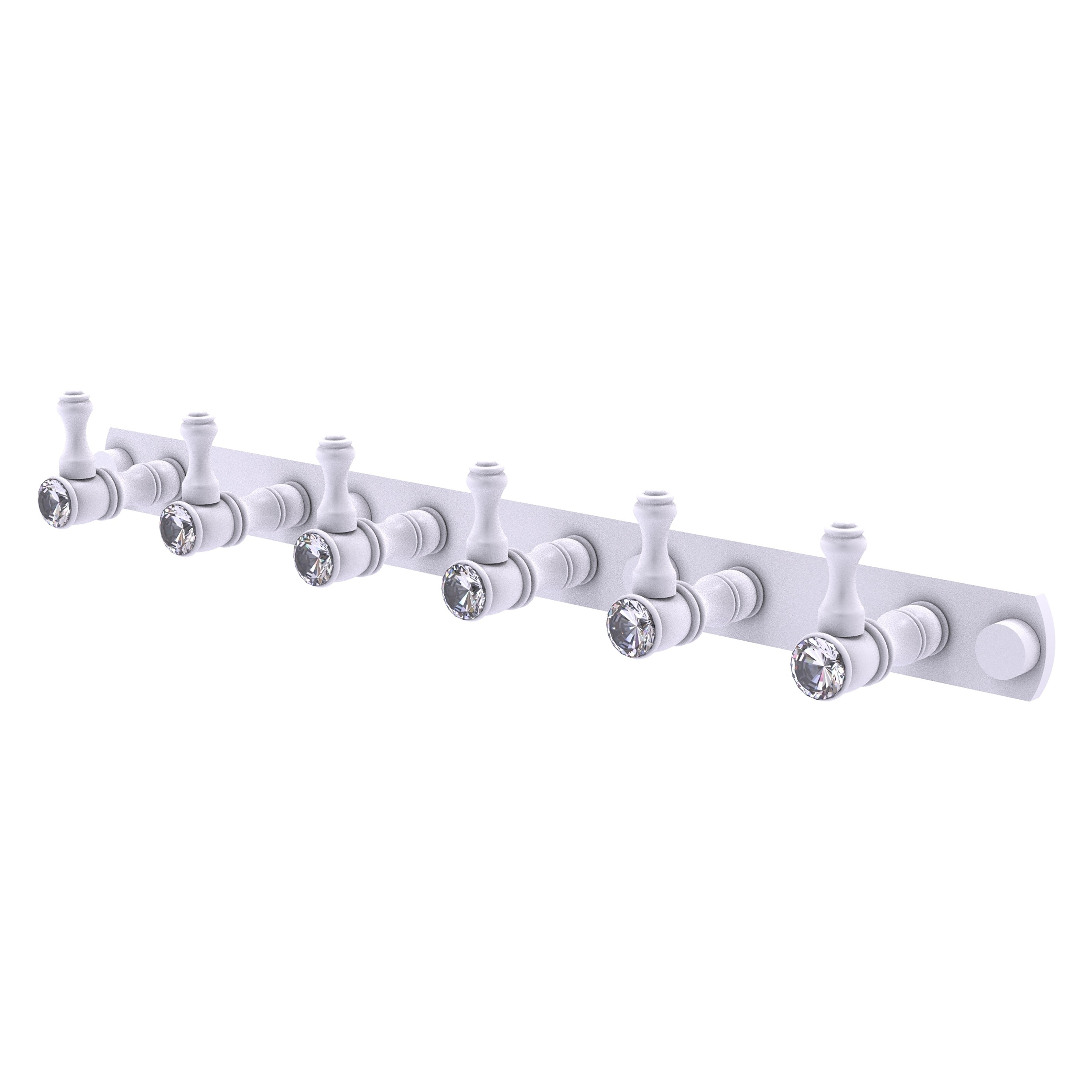 Allied Brass CC-20-6-WHM Carolina Crystal Matte White 6 -Hook Wall mount Towel Hook