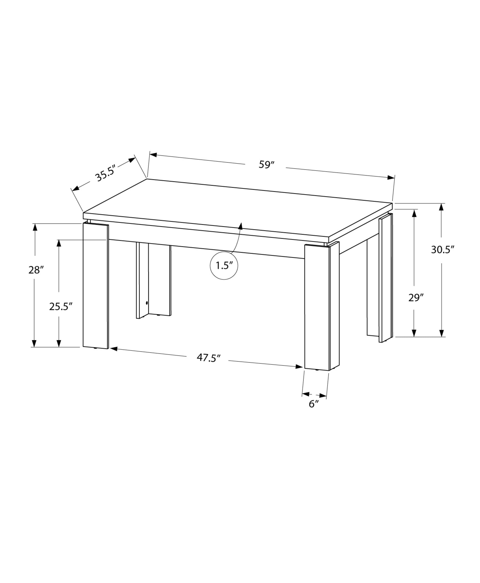 Monarch Specialties I 1056 Dining-Tables - View #4