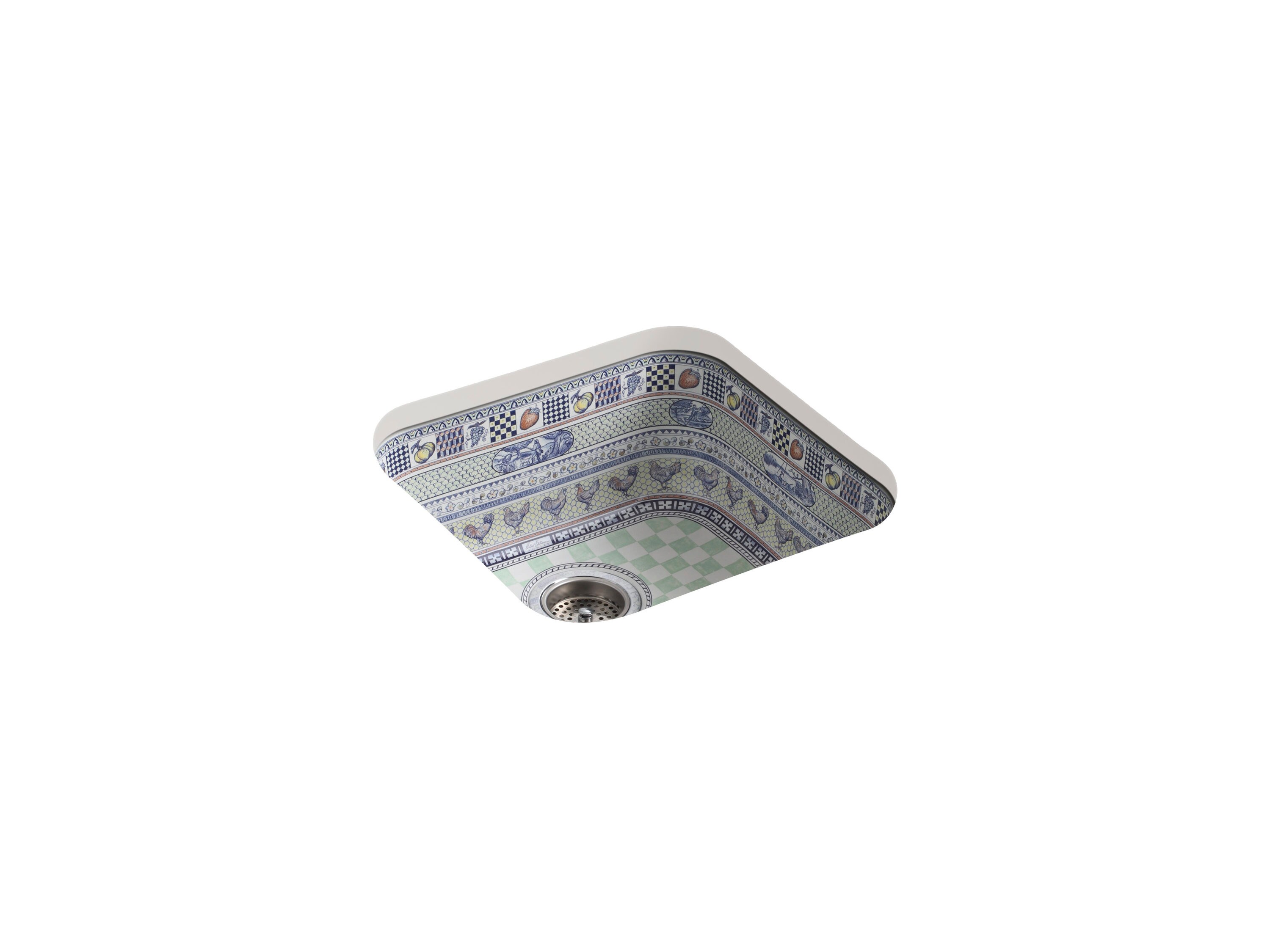 KOHLER 14578-LC-0 Life in the Country Tile-in 18.25-Inches x 18.25-Inches White Fireclay Single bowl No Faucet Hole