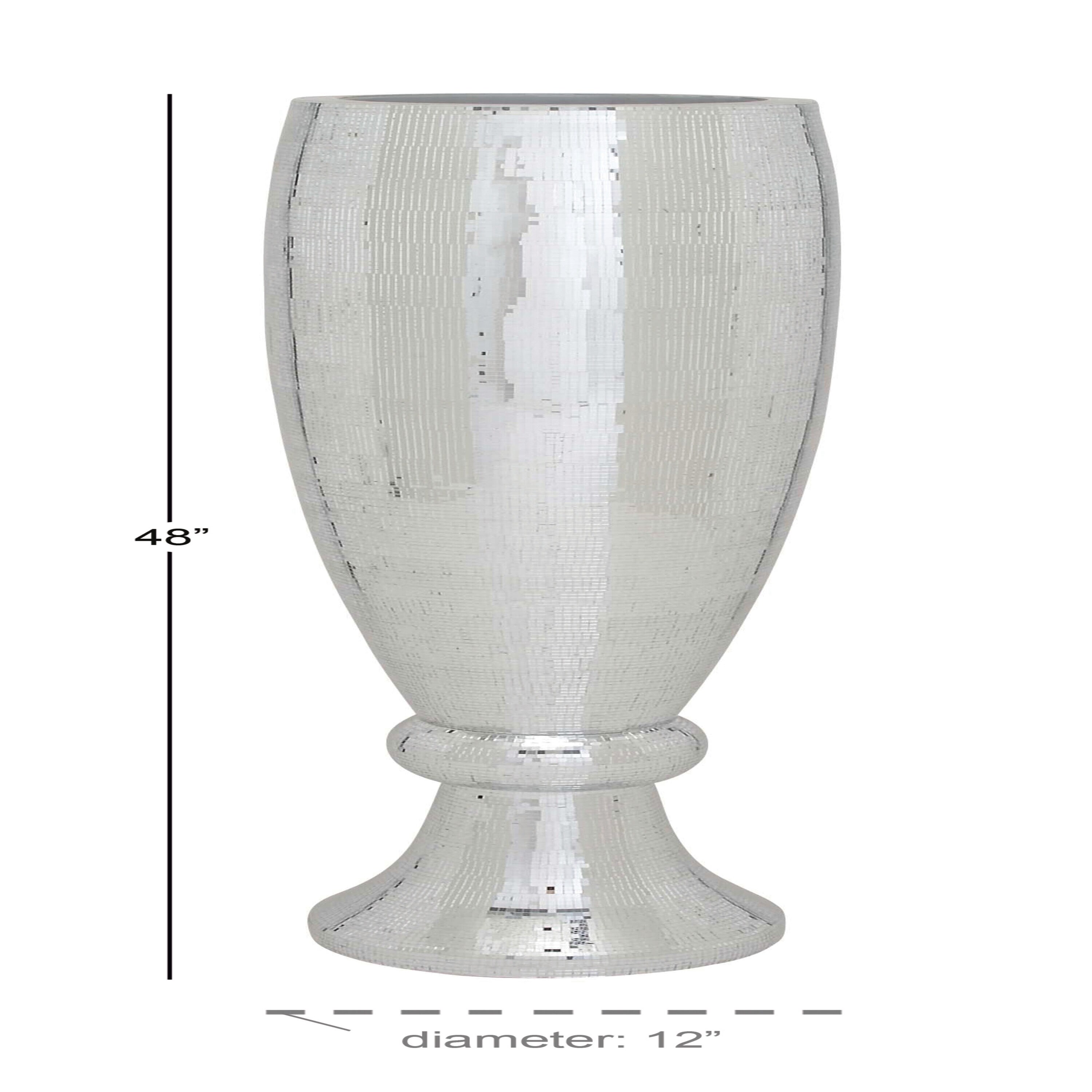 Elegant Silver Ceramic Mosaic Floor Vase 16"x51"