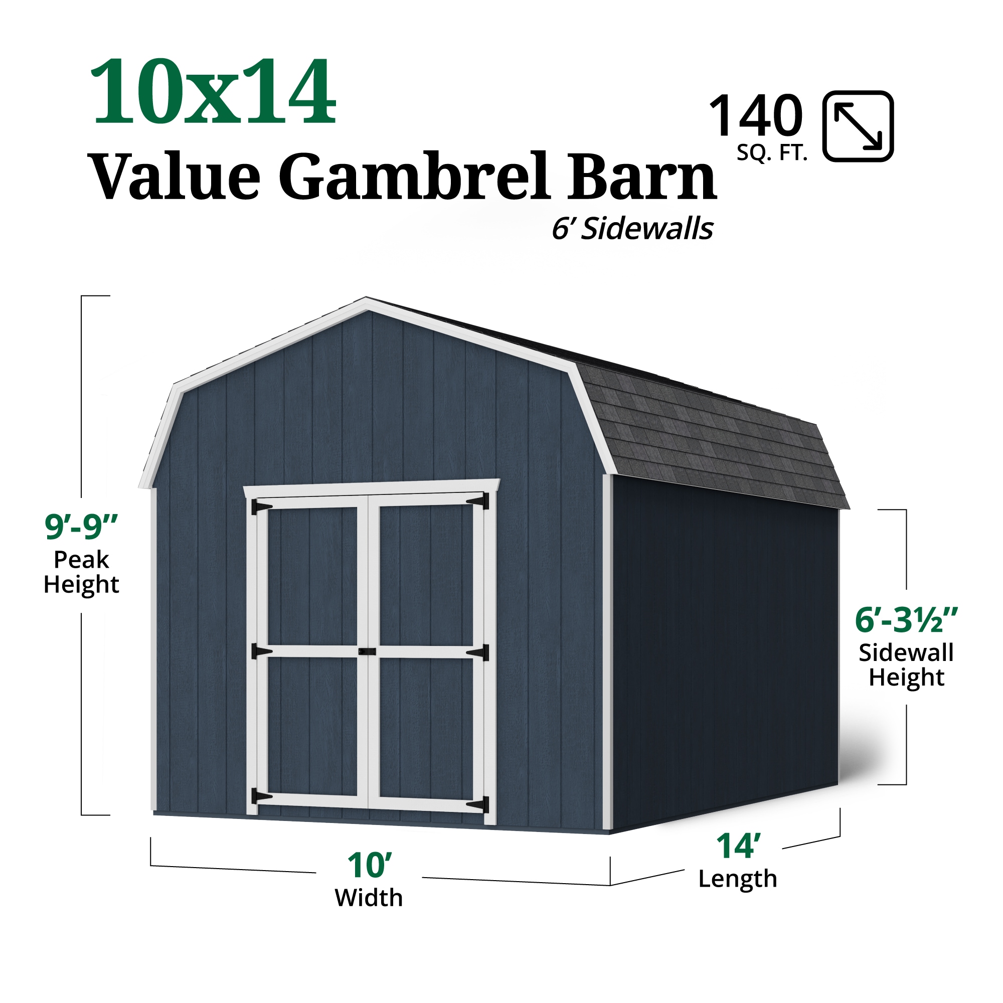 Little Cottage Co 10X14 VGB-6-PC Wood-Storage-Buildings - View #3