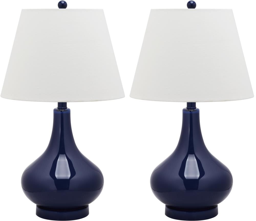 Safavieh LIT4087B-SET2 Amy Modern/contemporary Medium base (E-26) Lamp Set with White Shades