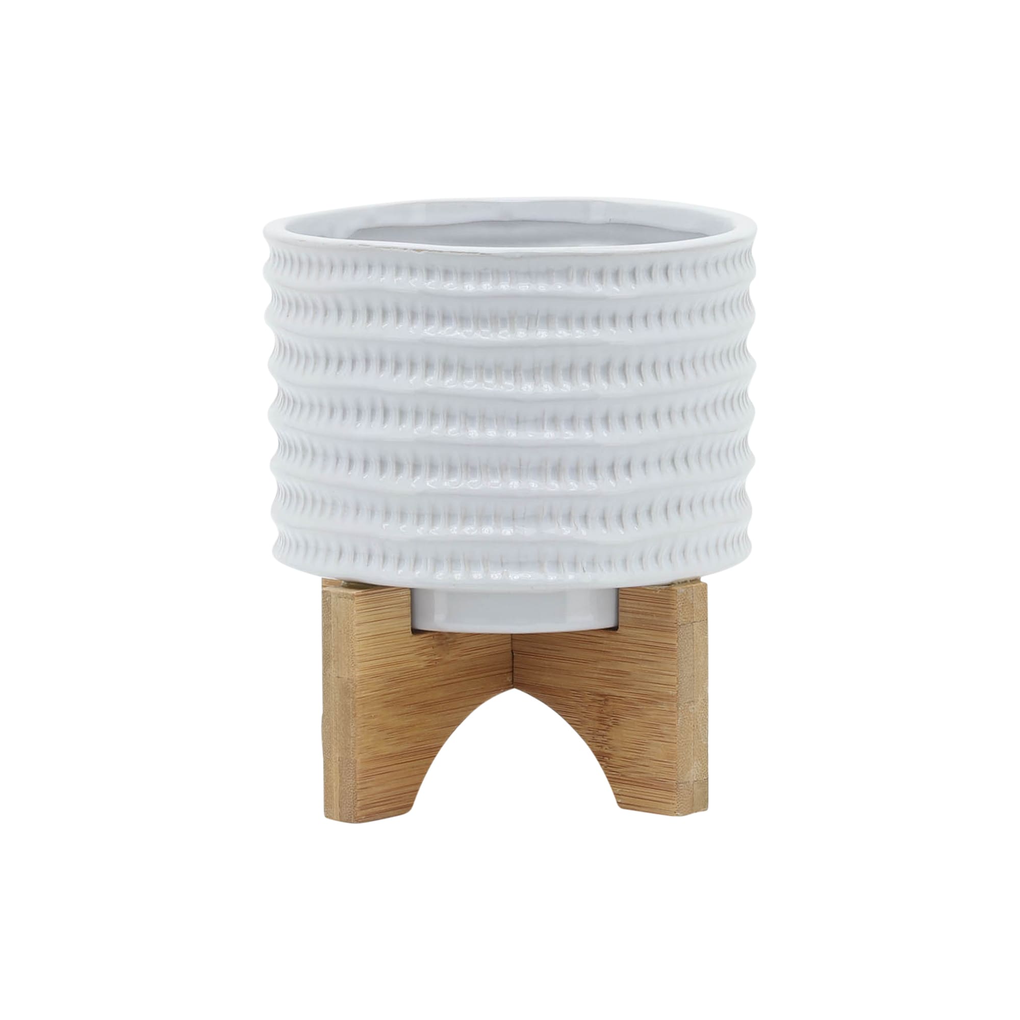 Siavonce XH06861 6.0-in W x 8-in H x 6-in D White Ceramic Indoor/Outdoor Planter