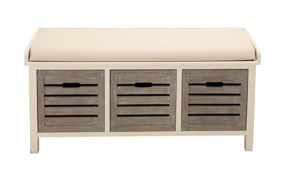 Grayson Lane 96344 Industrial White Storage Bench with Storage 42-Inches x 15-Inches x 20-Inches