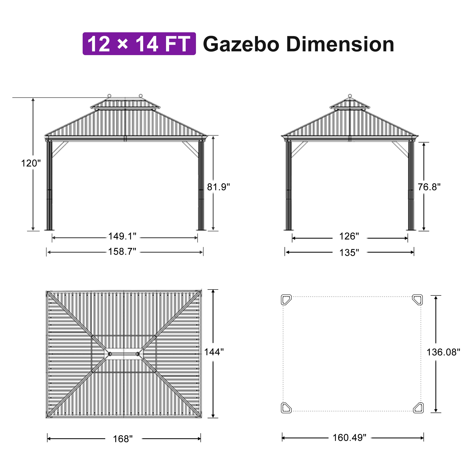 PURPLE LEAF LSMHS1214DB Wood-Resin-Gazebos - View #15