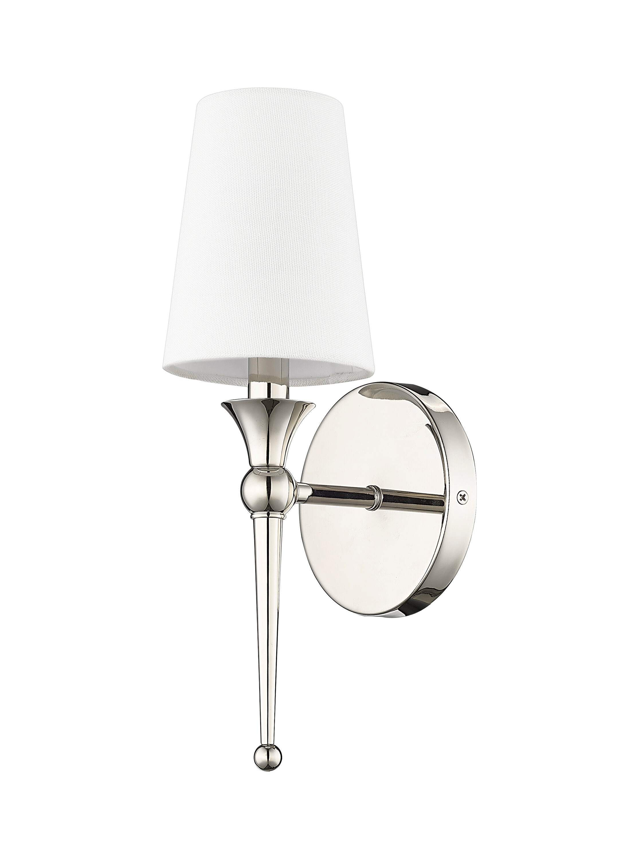 Polished Nickel 14" Direct Wired Wall Sconce with White Shade