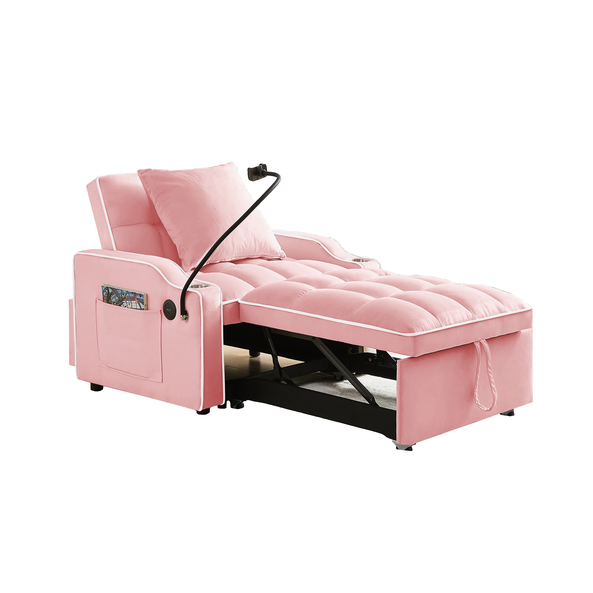 Bybafun YC9900008 Modern Pink Velvet Accent Chair