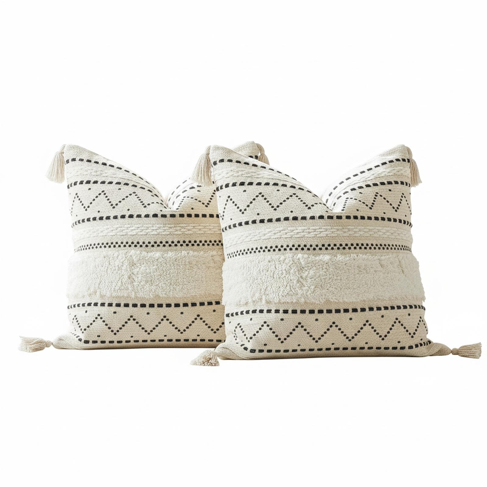 OMOMMD - 20x20 Square Throw Pillow Cover Tufted Black Pattern Boho Accent Cushion Case Decorative...