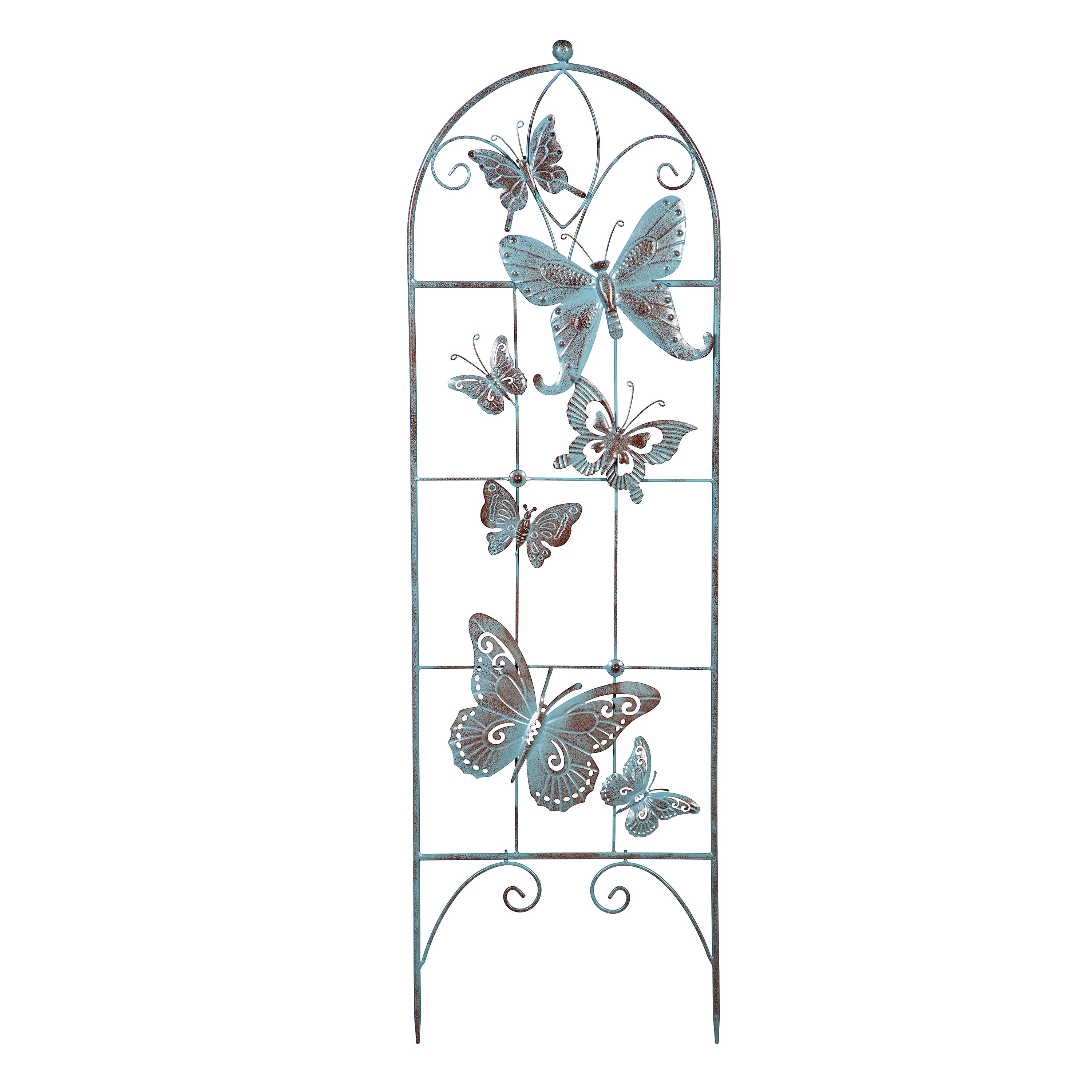Evergreen 14.17-in W x 45.87-in H Verdigris Steel Garden Trellis For Climbing Plants For Roses #PHD093