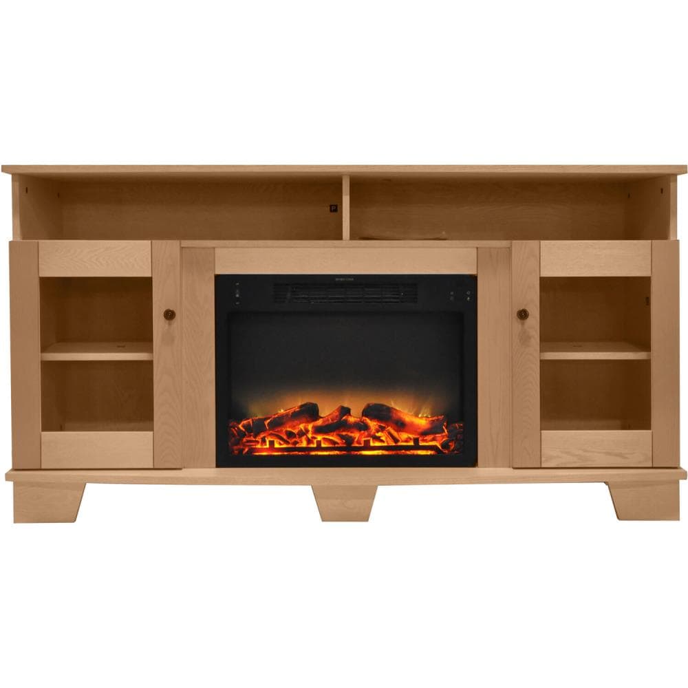 Cambridge Savona Electric Fireplace Heater with 59-in Natural Wood TV Stand, Enhanced Log Display, Multi-Color Flames, and Remote CAM6022-1NATLG3 Uae Electronic uaeelectronic.com