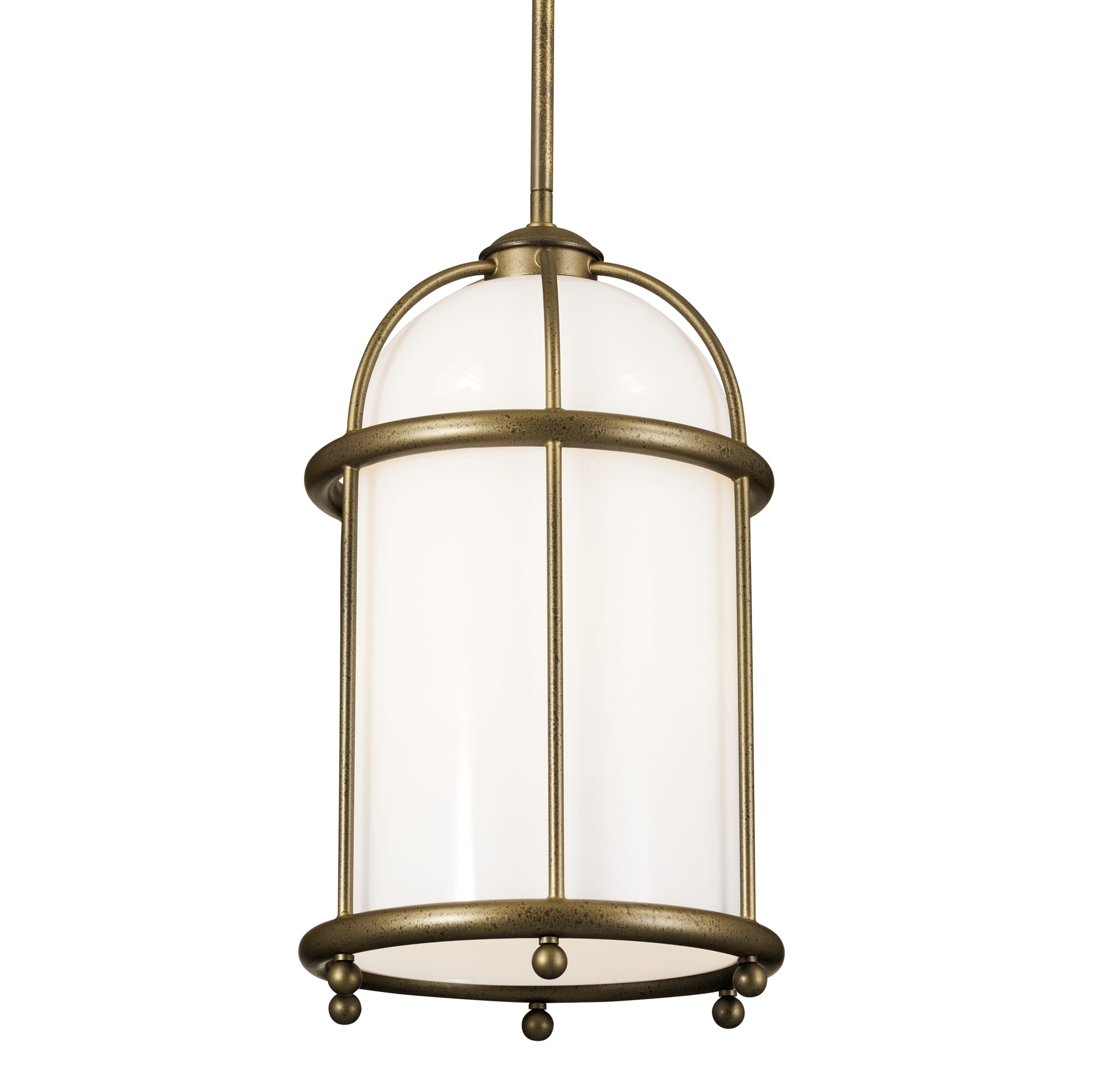 Elegant Farmhouse 1-Light Character Bronze Pendant with Opal Glass