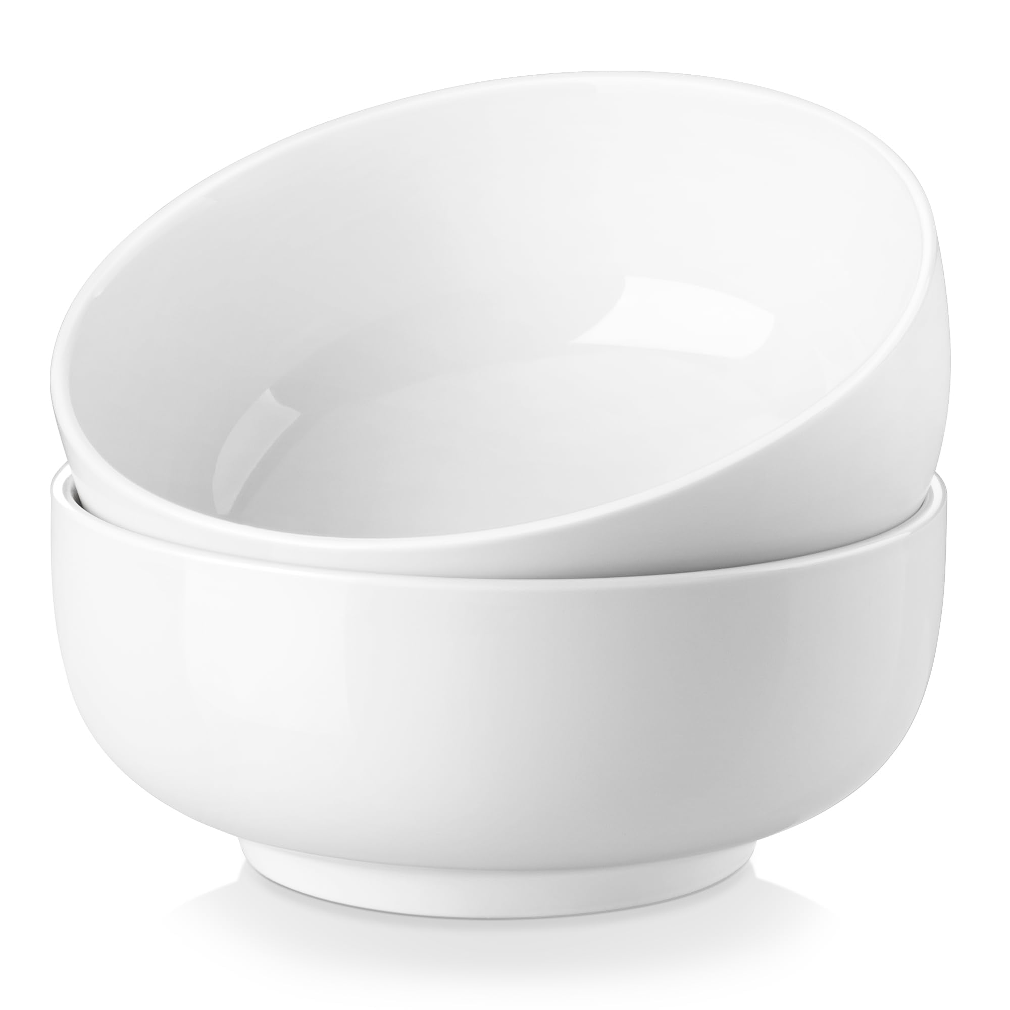 Aoibox  Set 44 oz Large 7 in White Ceramic Bowls Set of 2 Dishwasher Microwave Safe Oven Safe
