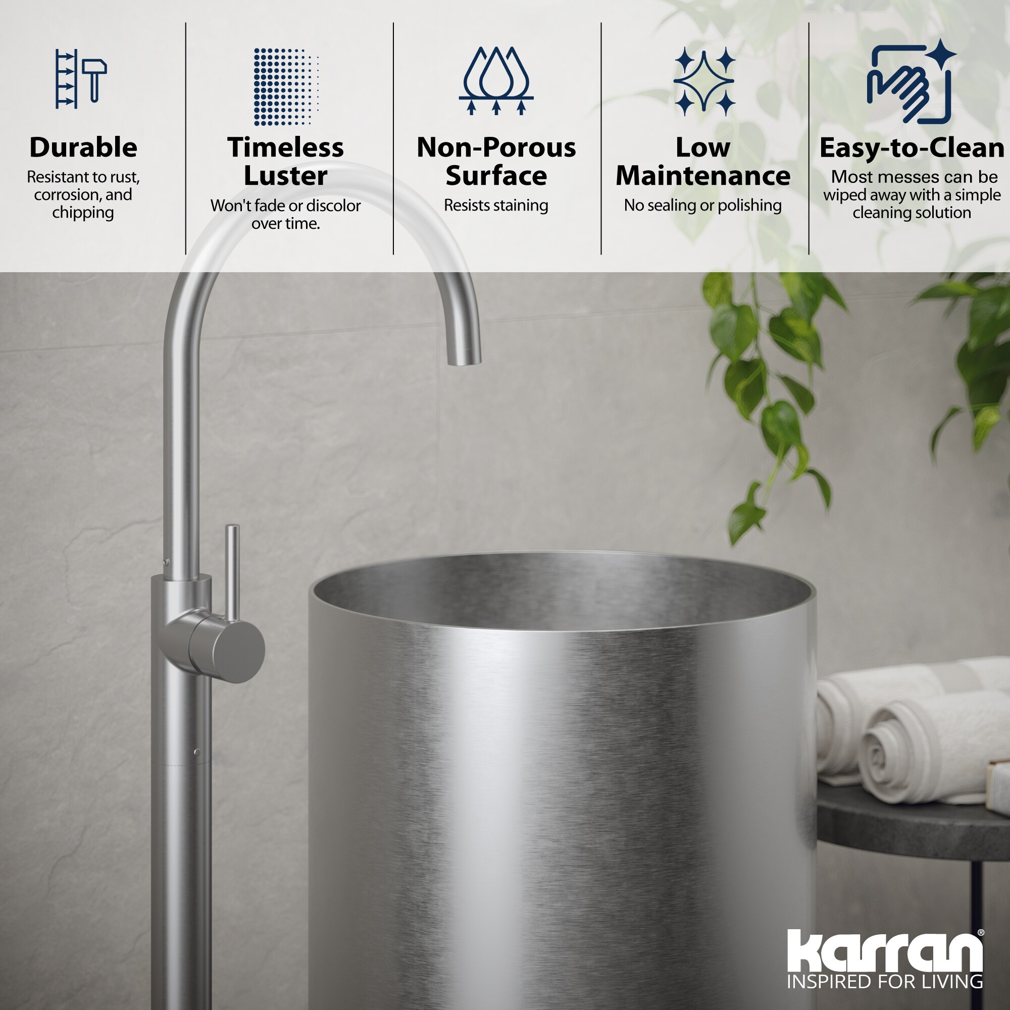Karran CCP100SS Complete-Pedestal-Lavatories - View #5