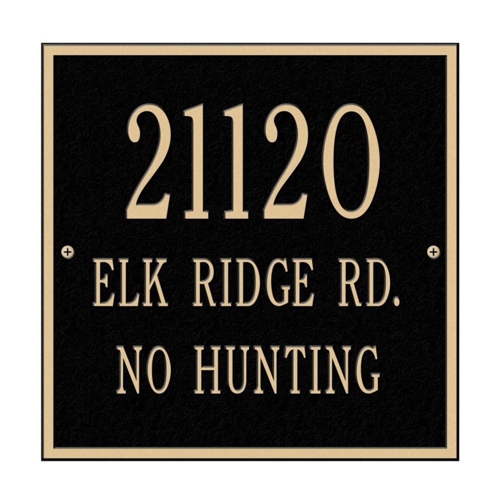 Whitehall 2112BG 11-in H x 11-in W Black/gold Aluminum Address plaque