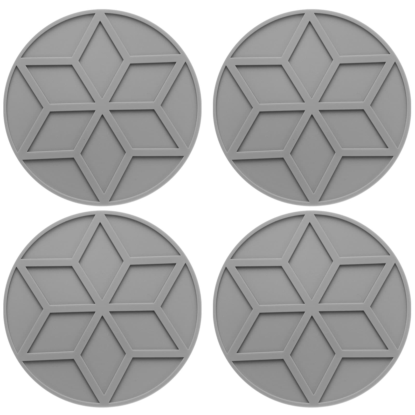 Unique Bargains 4pcs Silicone Trivets Mats for Hot Pots and Pans 4inch Round Hot Pot Holders Multi-Purpose Heat Resistant Trivet for Pots and Hot Dish Countertops Coasters (Dark Grey) #S26062900UX0664