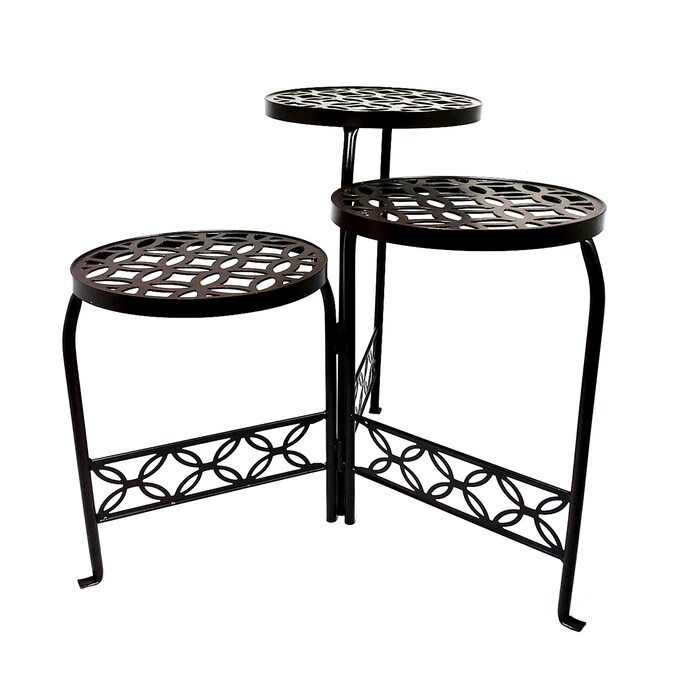 Bronze Outdoor Round Steel Plant Stand, Patio Plant Stands