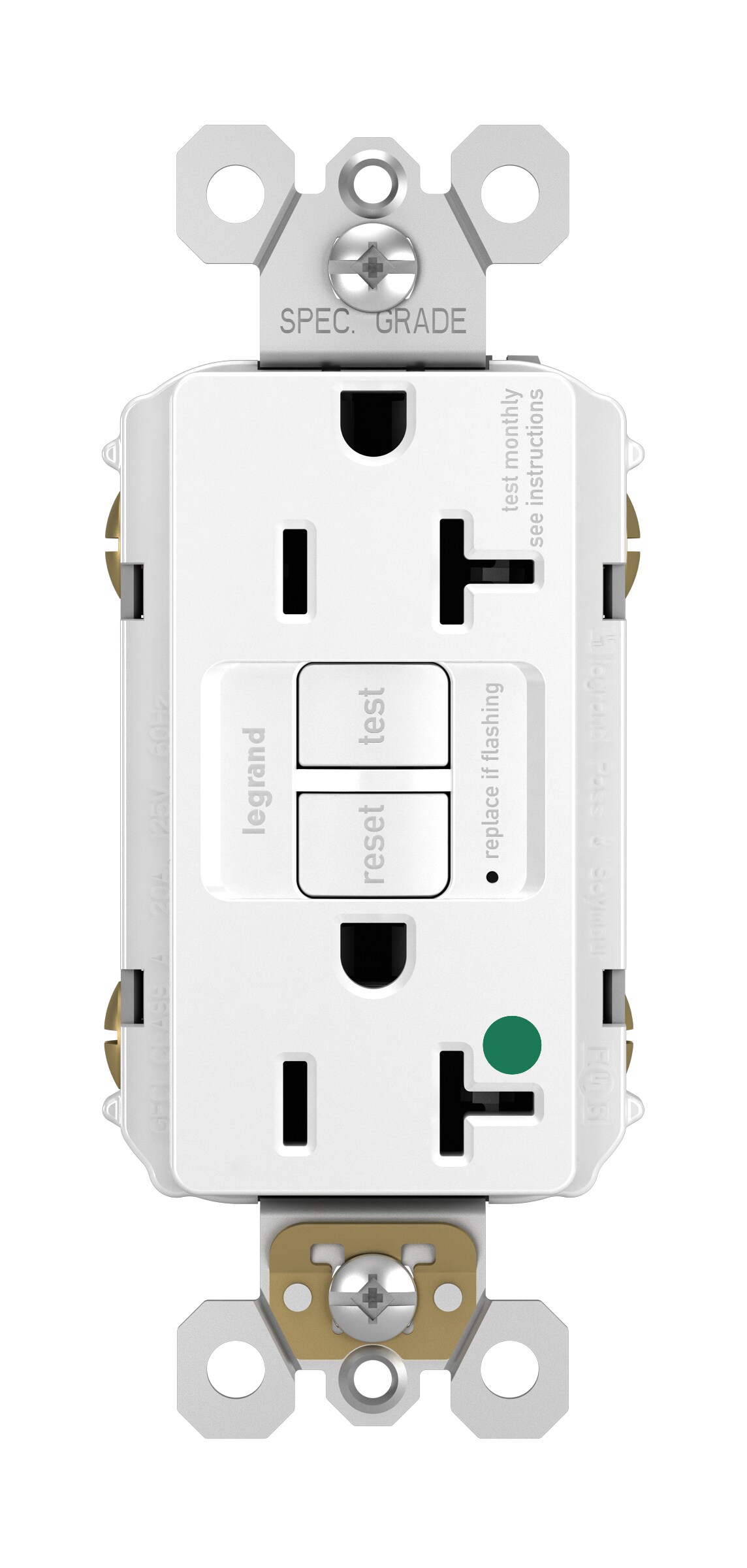 Legrand 2097HGW radiant 20-Amp 125-volt GFCI Hospital Decorator Outlet, White