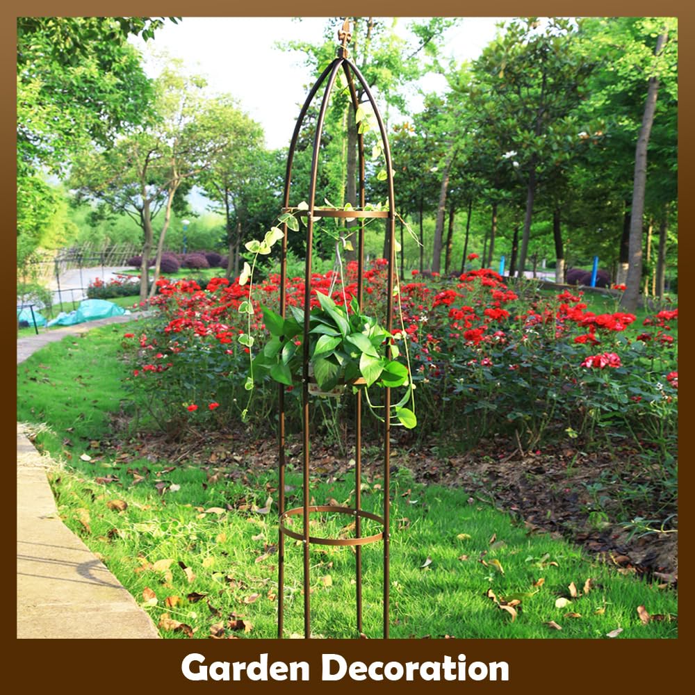 CJGQ Metal Garden Obelisk Trellis 6.3 ft Tall with 16mm Steel Tubes ...
