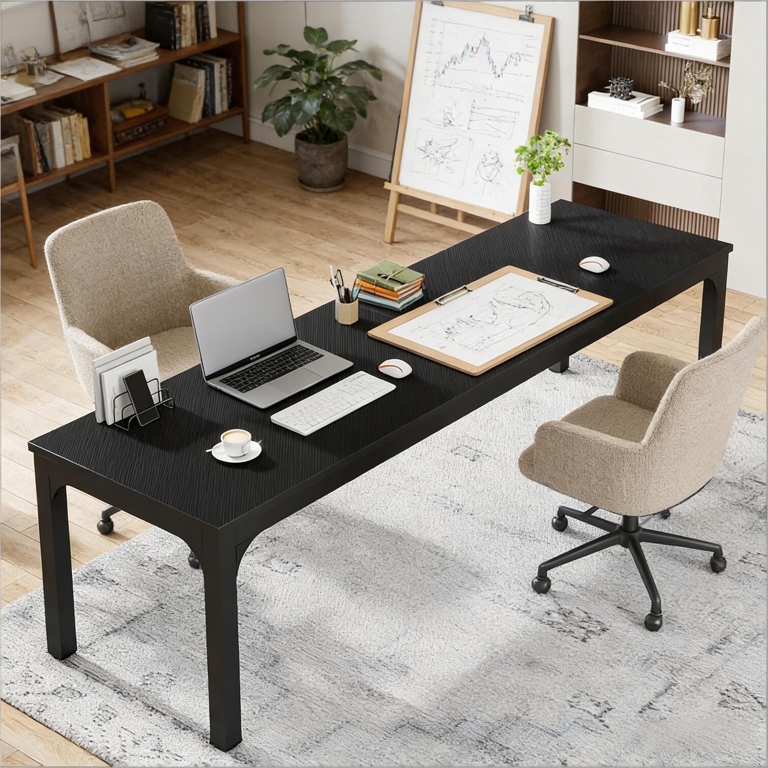 Naturefalls Large Rectangular Executive Desk for Home Office in Sleek ...