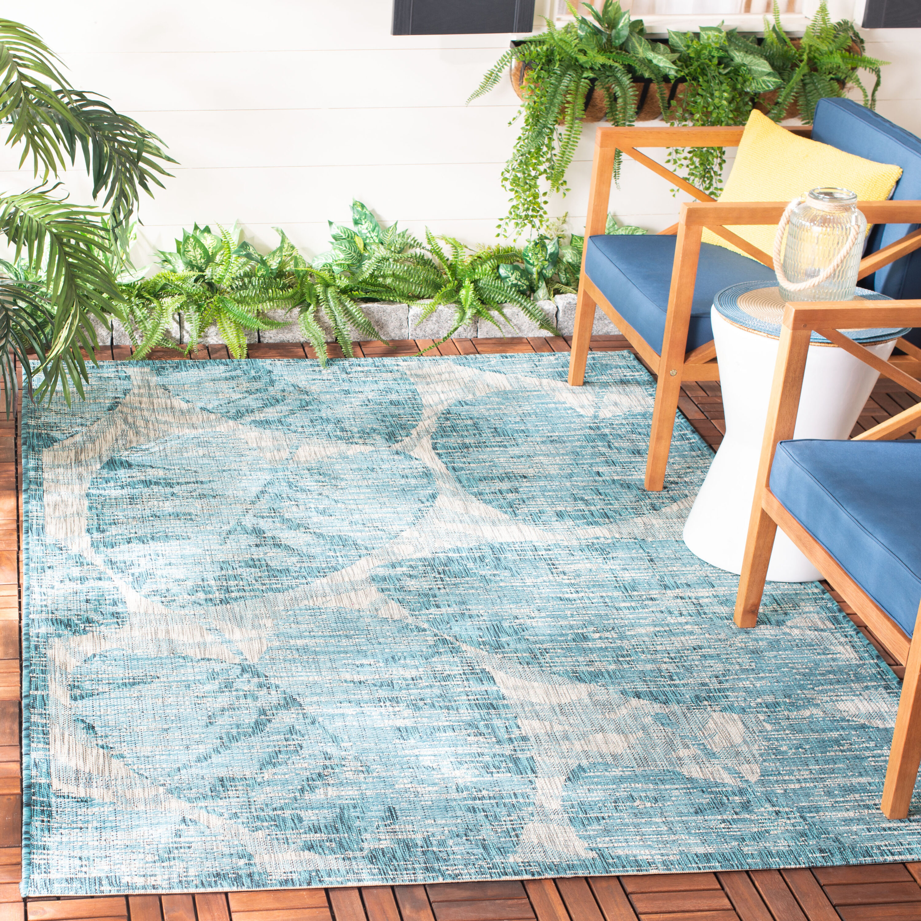 Safavieh - Courtyard 8556-37212 Grey Aqua 5 x 8 Rectangular Area rug