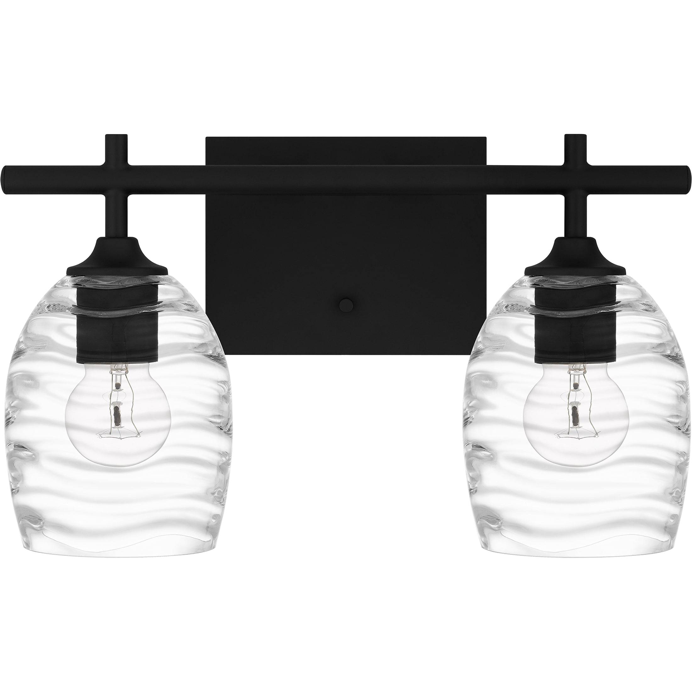 Lucy Matte Black 2-Light Vanity with Clear Optic Glass Shades
