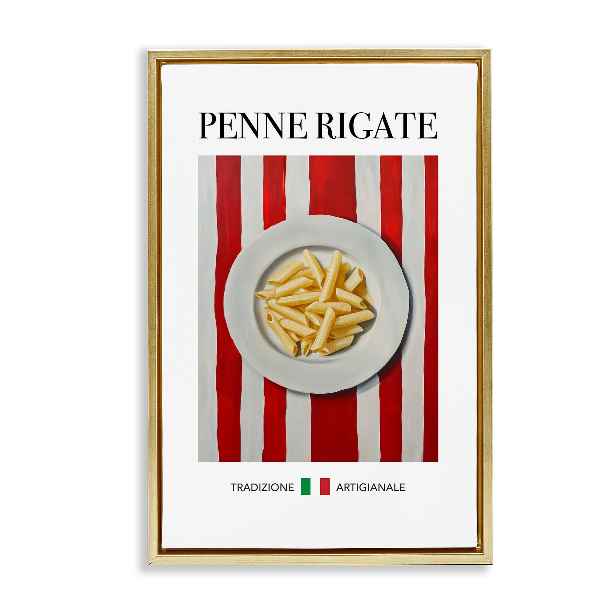 Stupell Industries BT-224-FFG-16X24 Traditional Penne Rigate Pasta Gold Framed Floater Canvas Wall Art By Andreas Magnusson 17 x 25