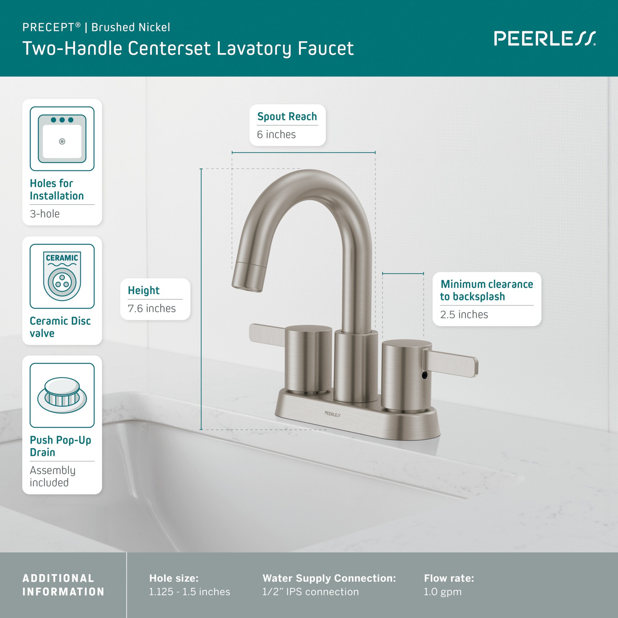Peerless P2530LF-BN Lavatory-Faucets - View #3