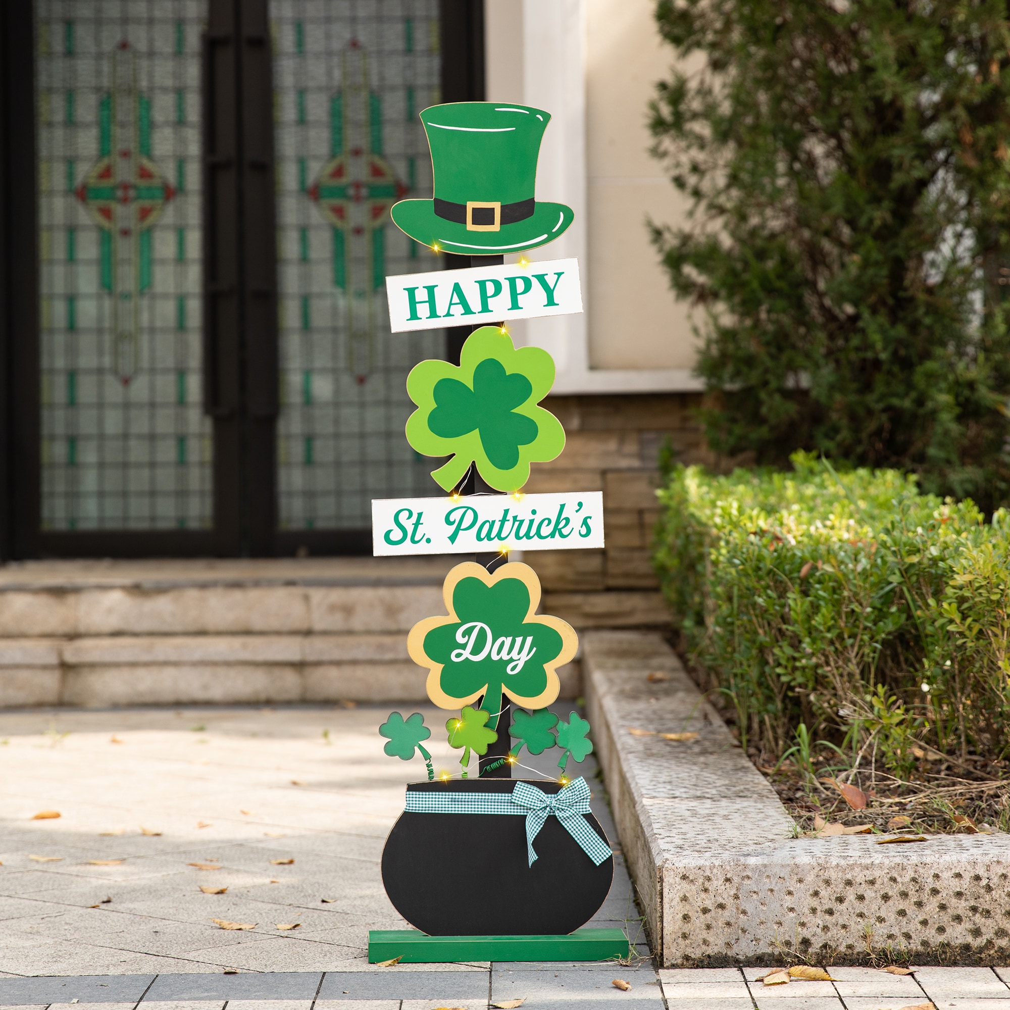 My Word! Home Sweet Home with Shamrock Irish Decor Welcome Sign and porch  leaner for Front Door, Porch, Yard, Deck, Patio, or Wall - Indoor Outdoor